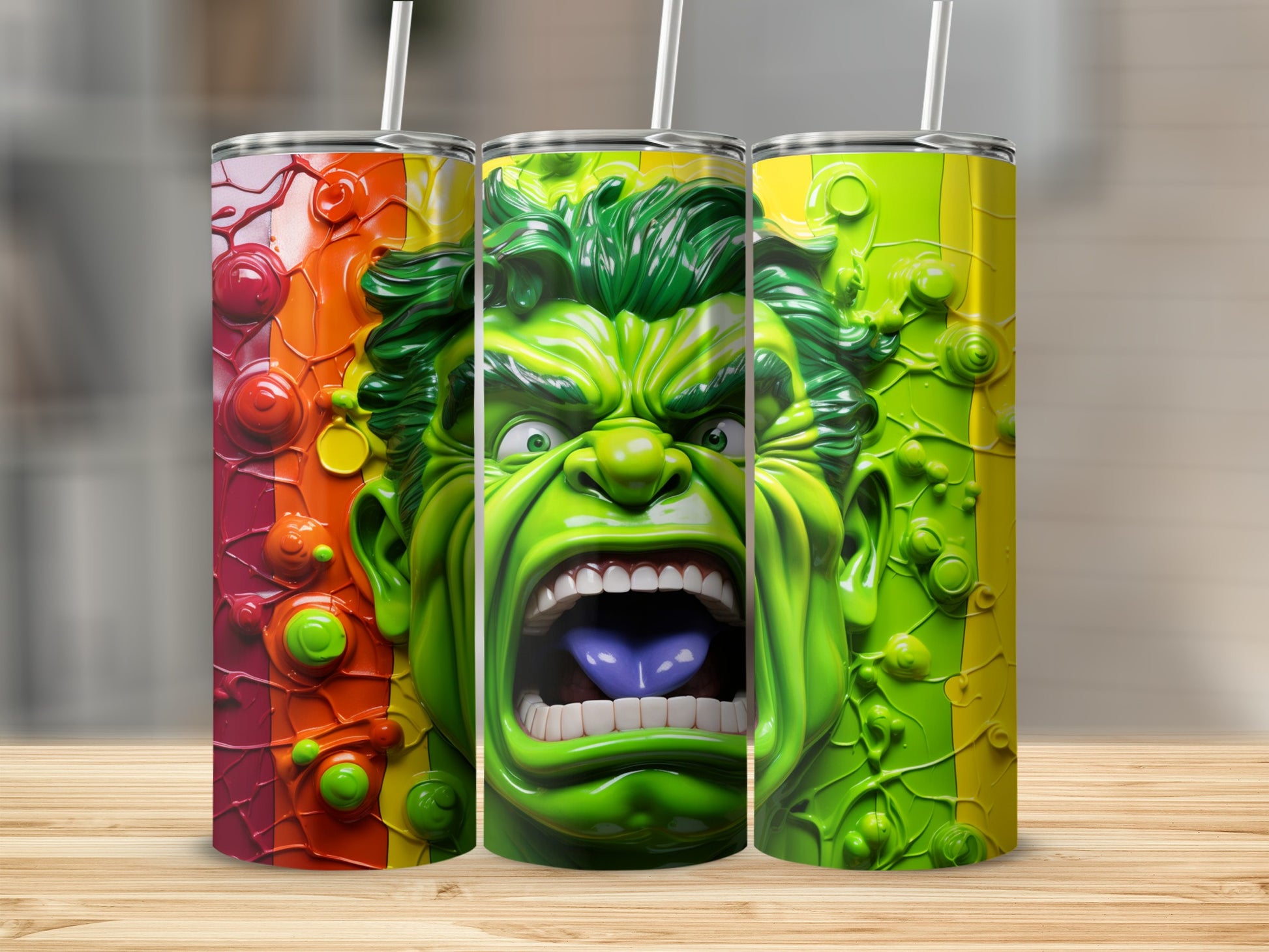 Colorful Hulk Inspired Design Insulated Tumbler Cup