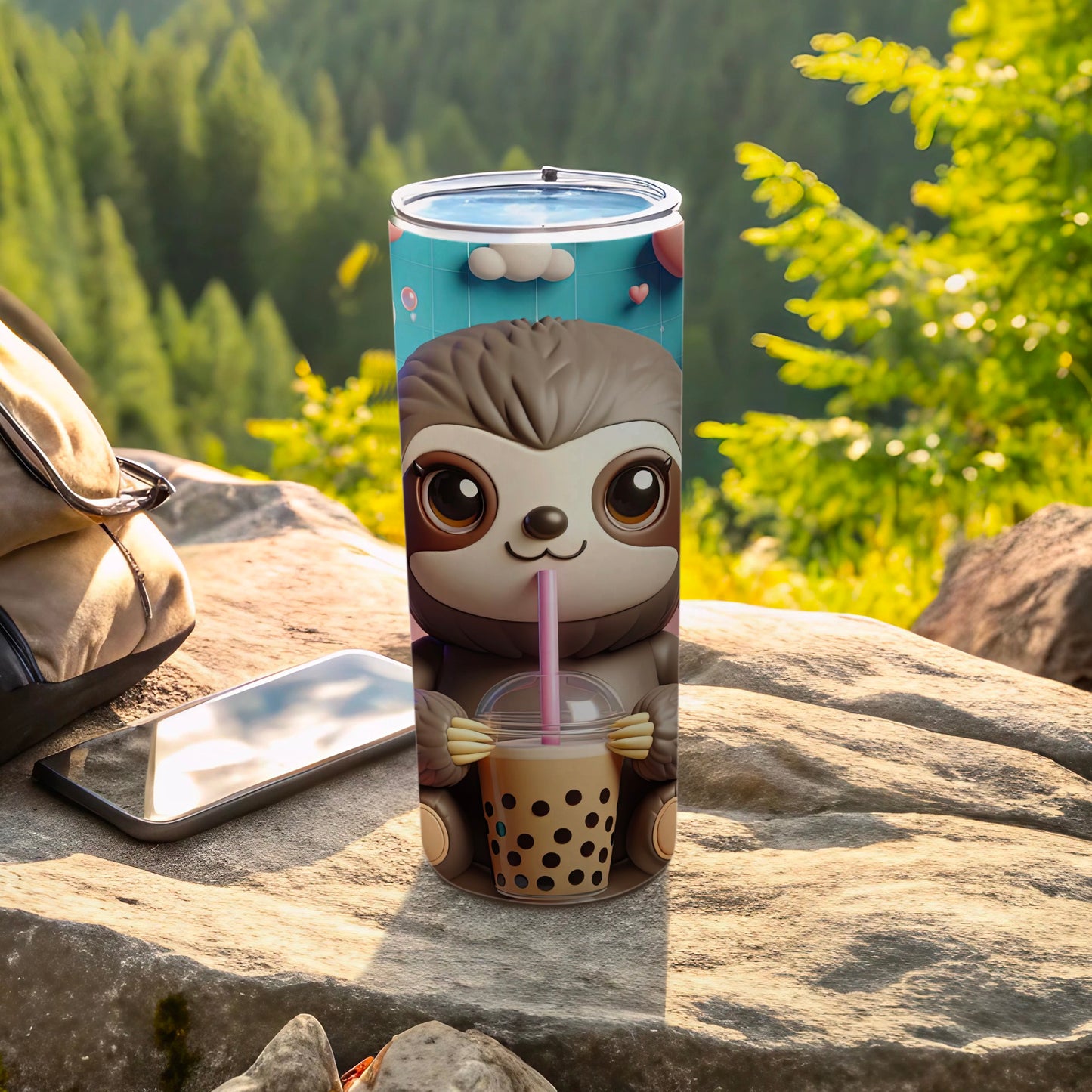 Happy Sloth Boba Bubble Tea Character Drink Tumbler