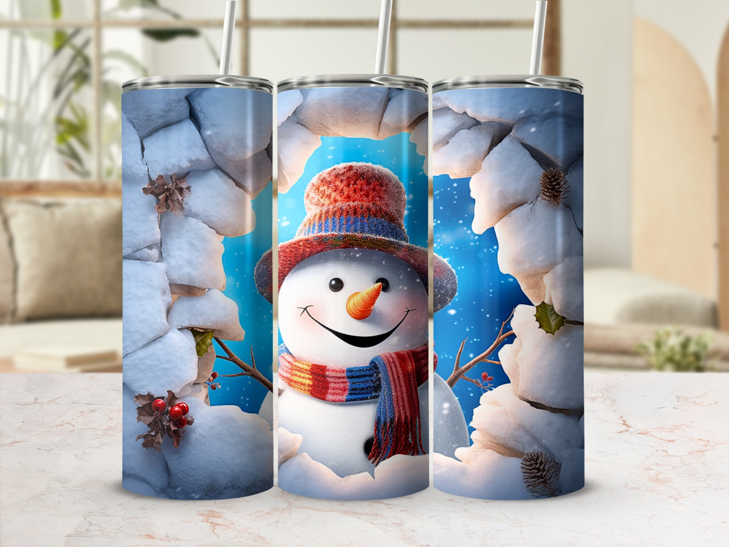 Snowman with Scarf Winter Holiday Tumbler Product