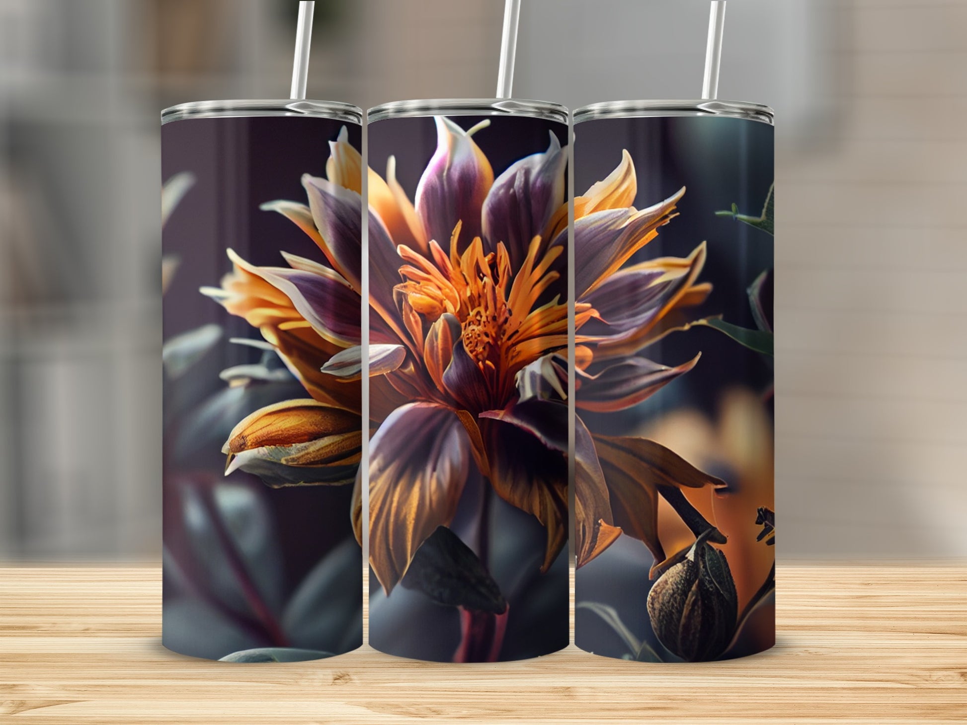 Vibrant Floral Art on Dark Background Drinkware Cups