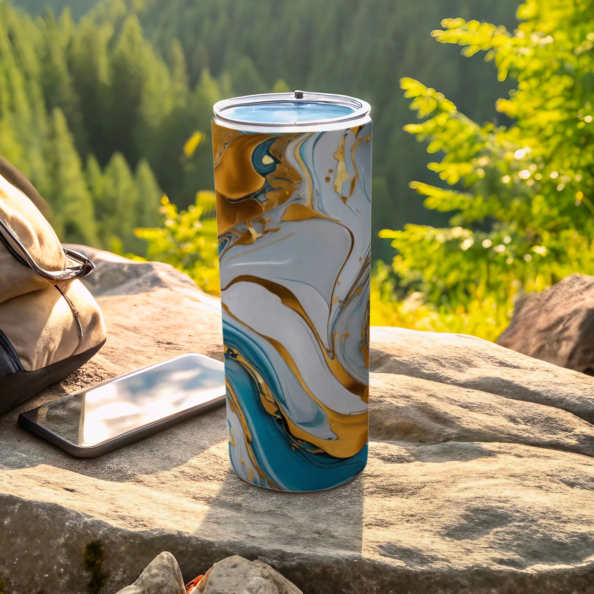 Elegant Gold Teal White Marble Swirl Design Tumbler product type