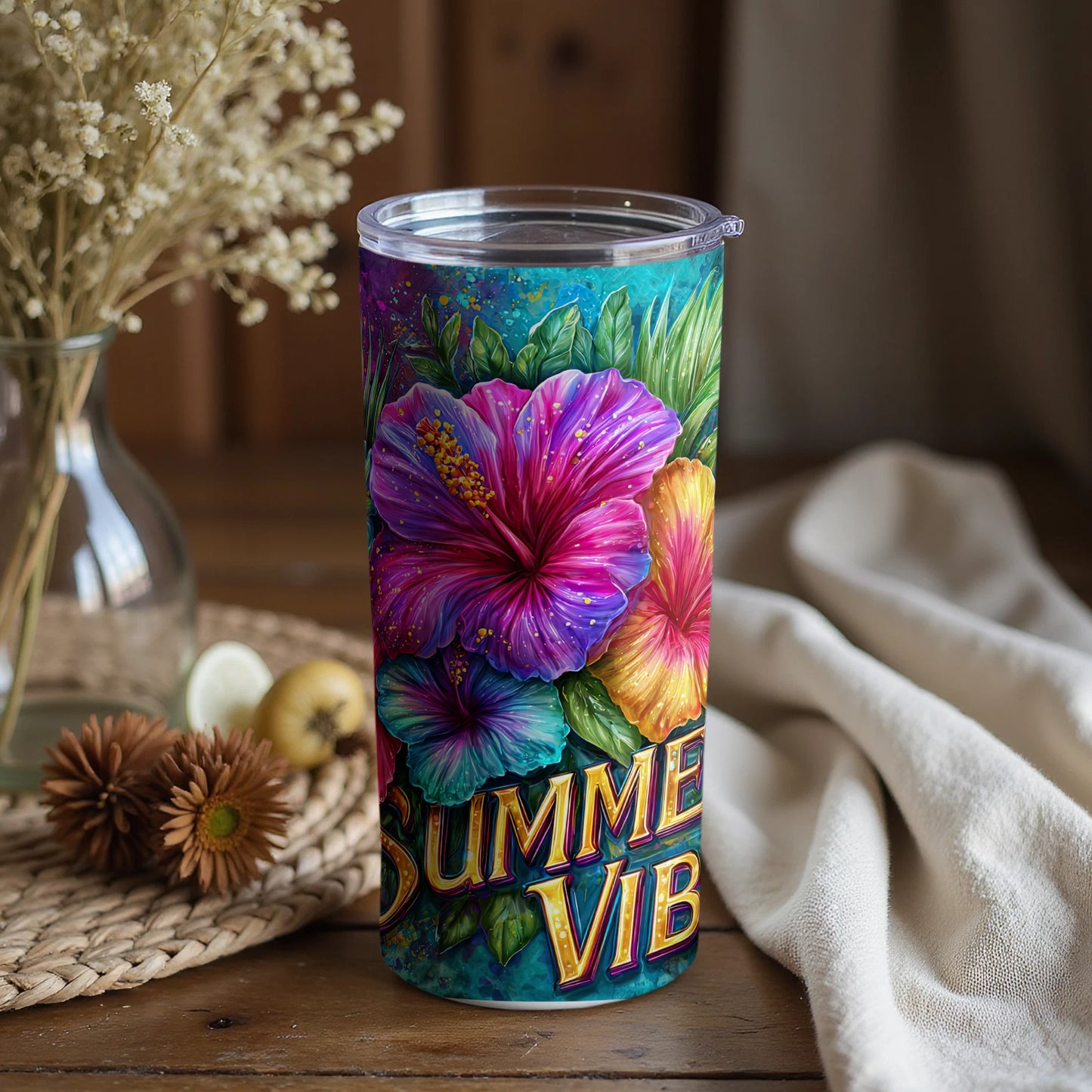 Vibrant Summer Vibes Floral Tumbler 20oz Drinkware