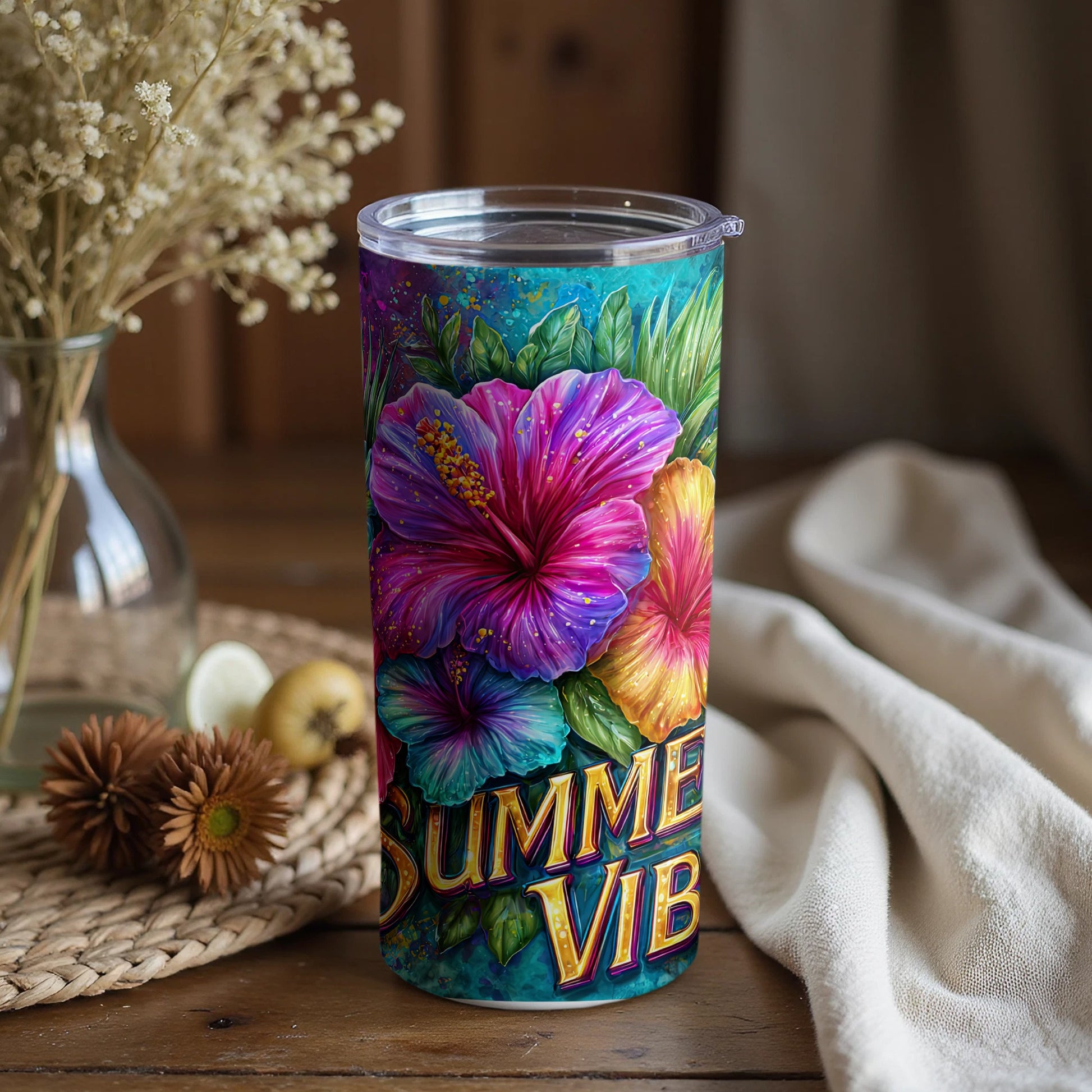 Vibrant Summer Vibes Floral Tumbler 20oz Drinkware