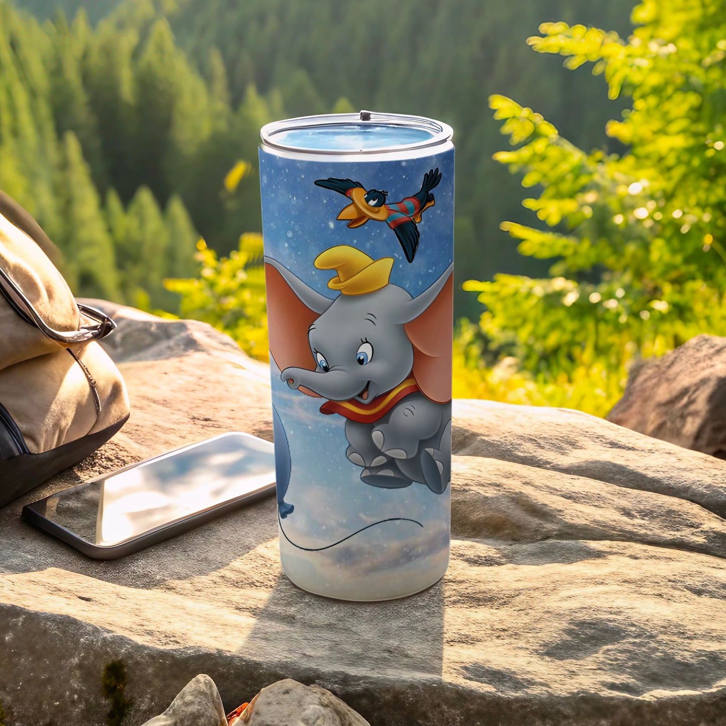 Adorable Elephant and Bird Design Tumbler for Kids