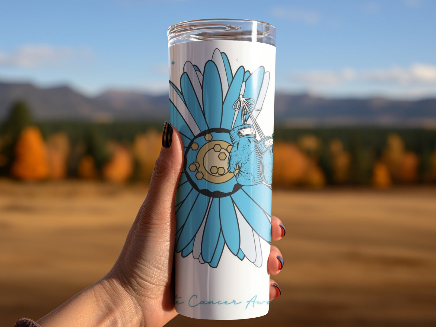 Floral Boxing Gloves Design Tumbler for Awareness