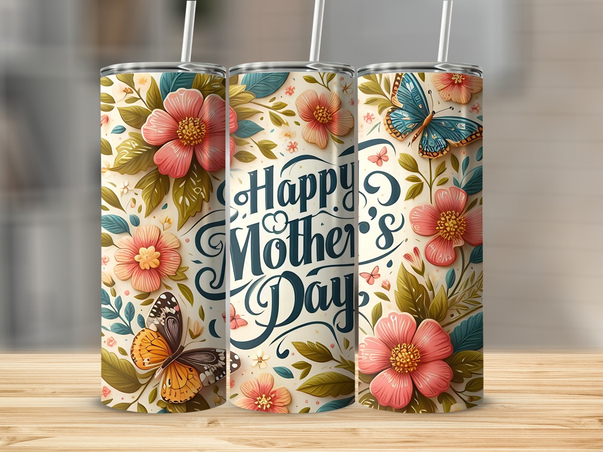 Happy Mother's Day Flower Butterfly Tumbler