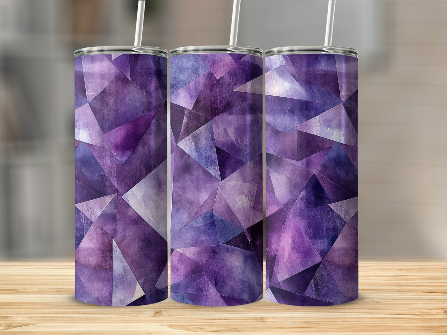 Purple Tones Triangle Artistic Design Pattern Tumblers