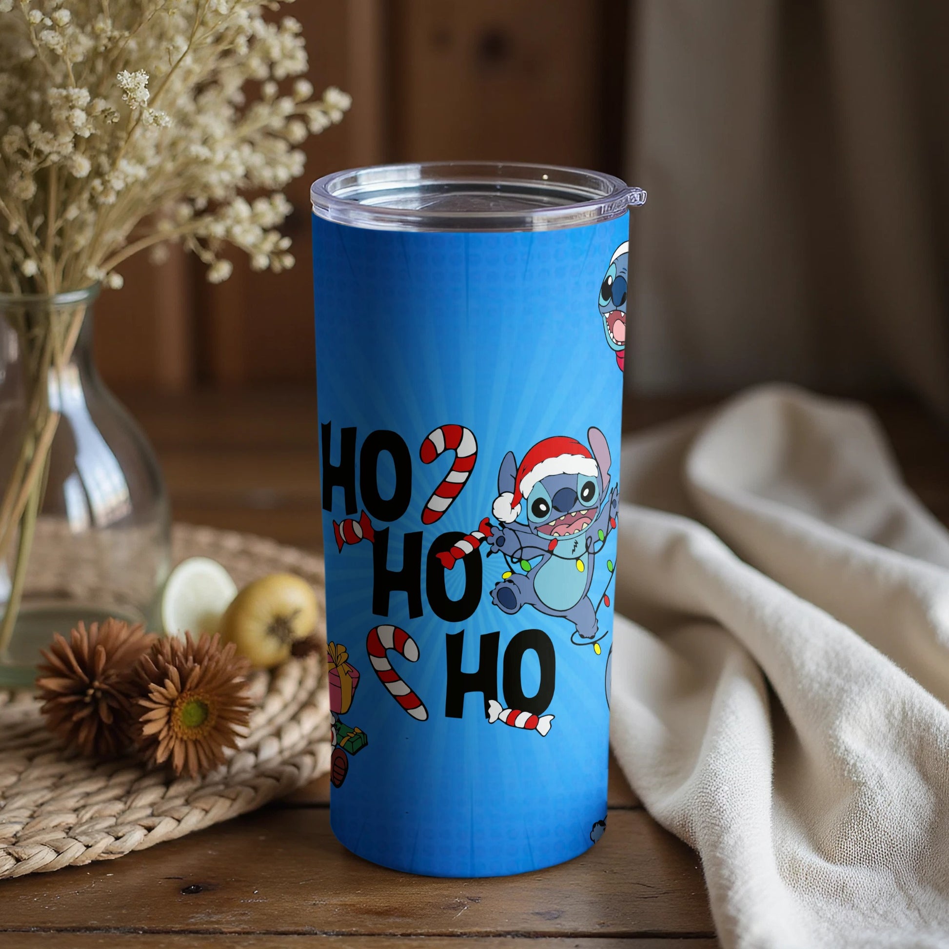 Christmas Stitch Tumbler Ho Ho Ho Holiday Design