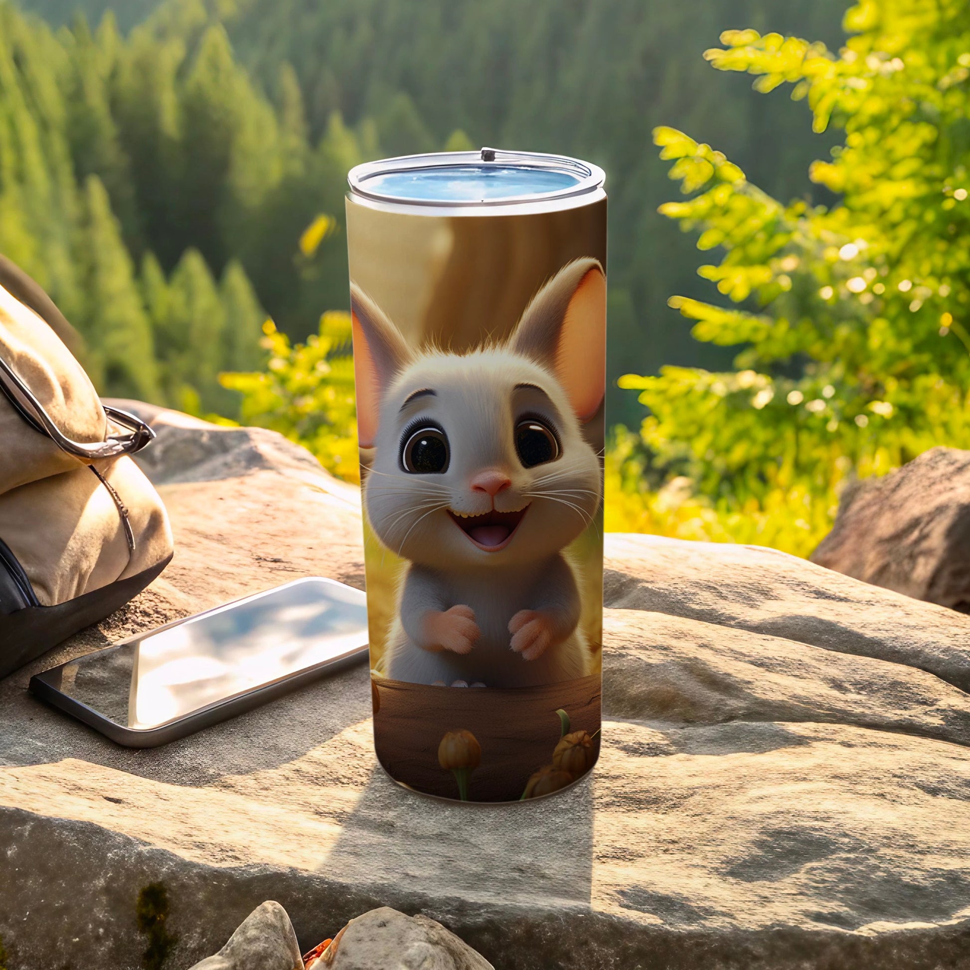 Cute Cartoon Bunny Design Insulated Tumbler
