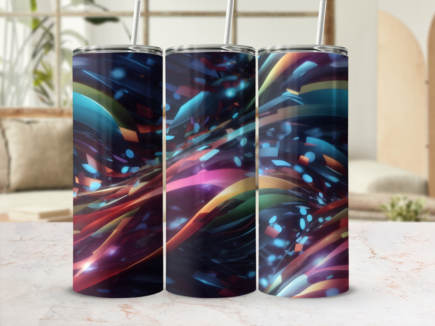 Abstract Colorful Flowing Lumina Futuristic Tumbler product type