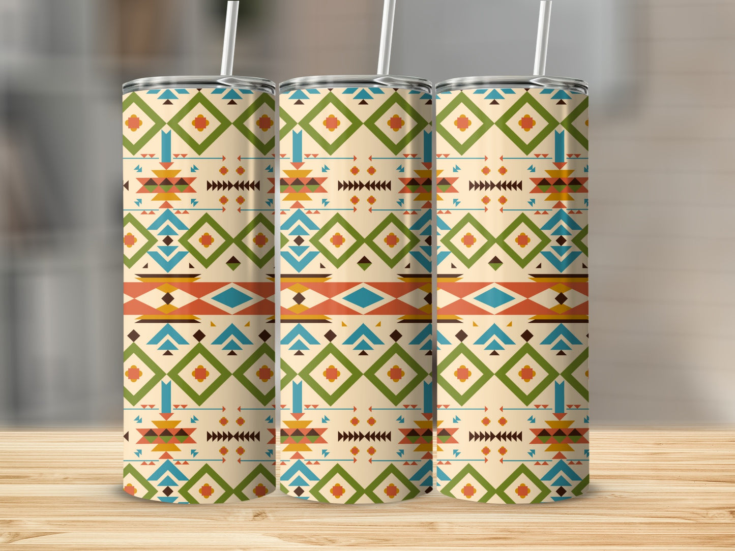 Colorful Geometric Pattern Insulated Tumbler Cups