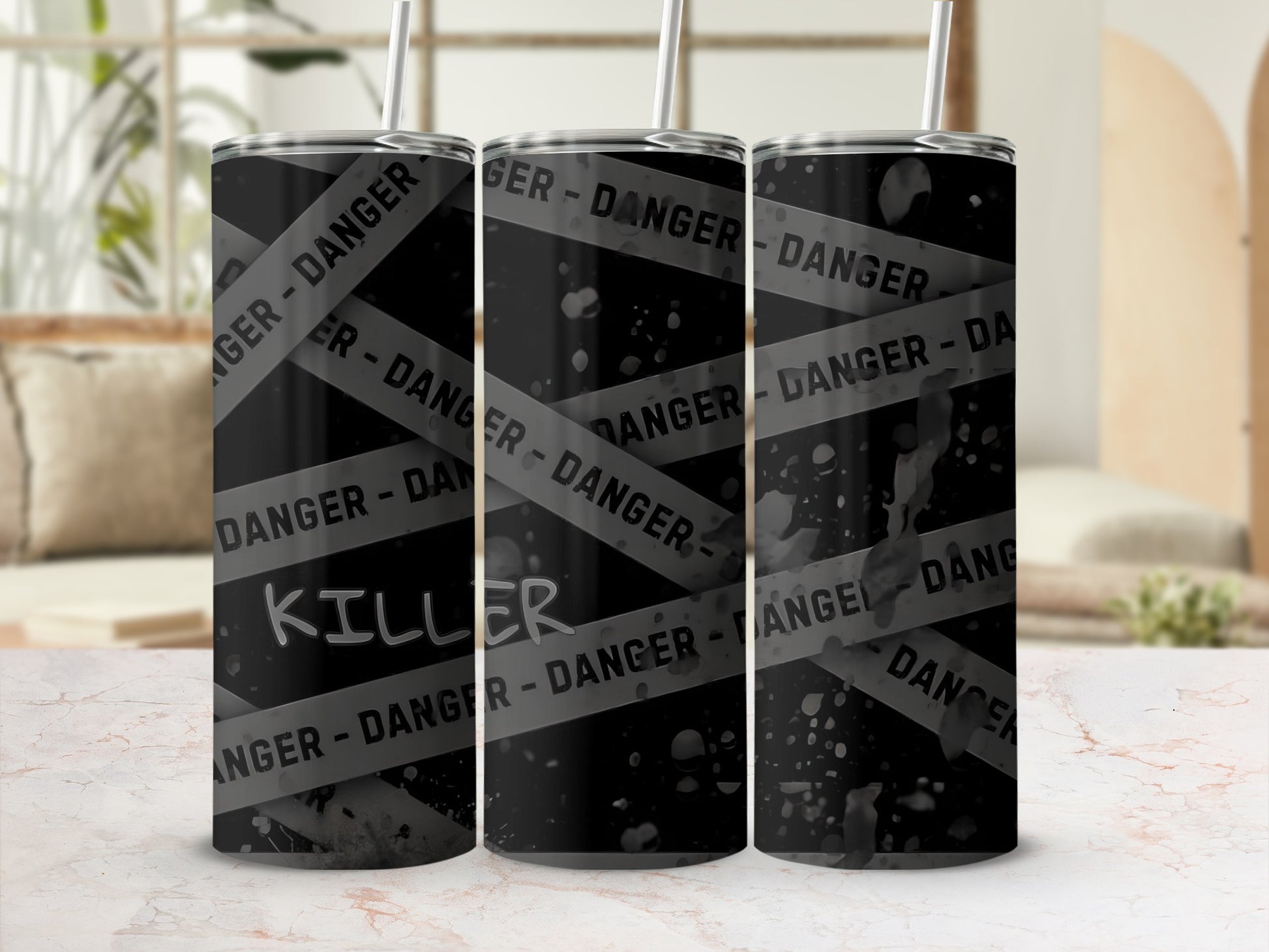 Killer Danger Tape Black Themed Tumbler