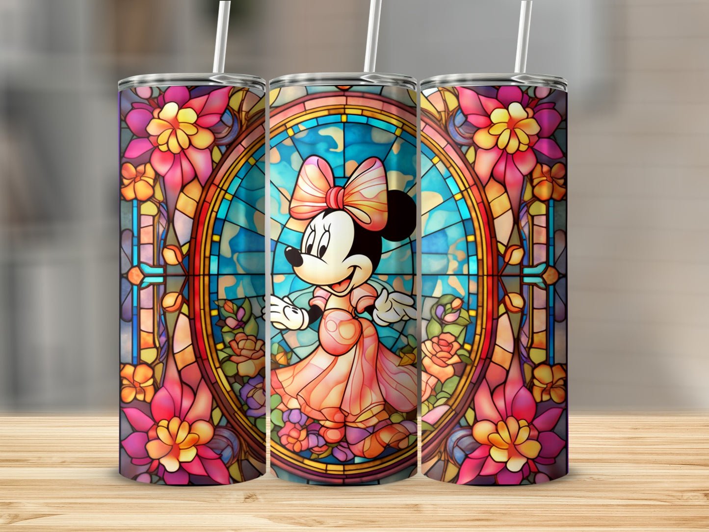 Colorful Stained Glass Minnie Mouse Tumbler Product