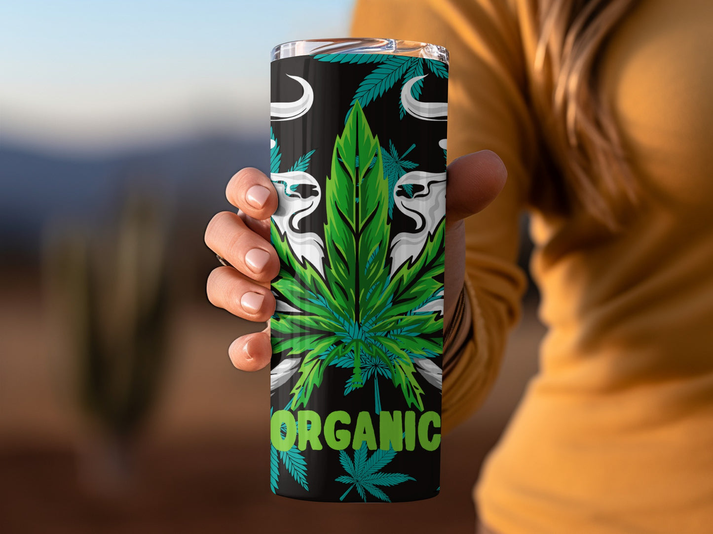Organic Marijuana Leaf Design Insulated Tumbler
