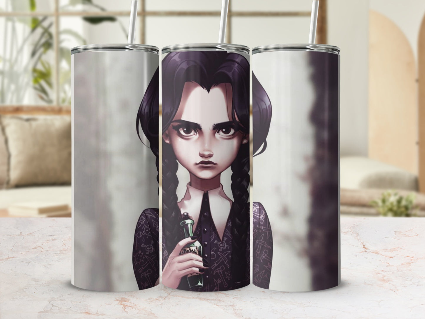 Gothic Character Insulated Tumbler Cup with Straw