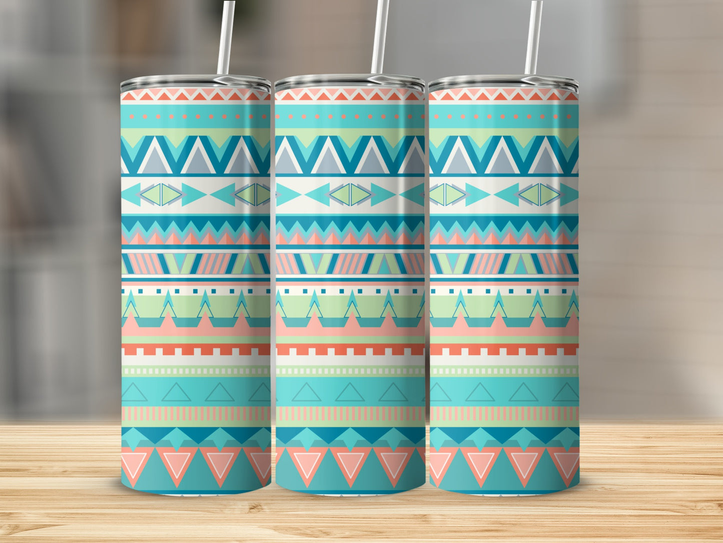 Colorful Tribal Patterned Tumbler Drinkware Cup