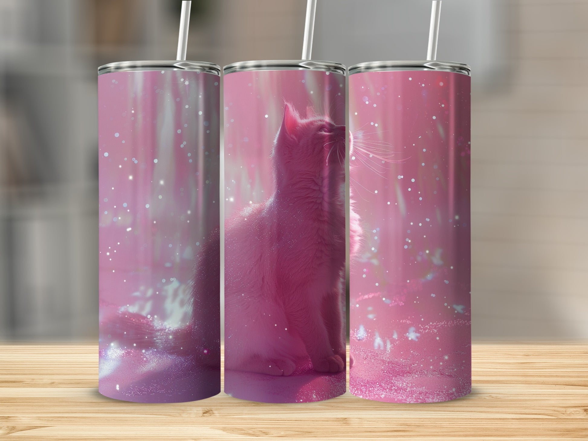 Pink Cat Glitter Sparkle Dreamy Ethereal Tumbler product type