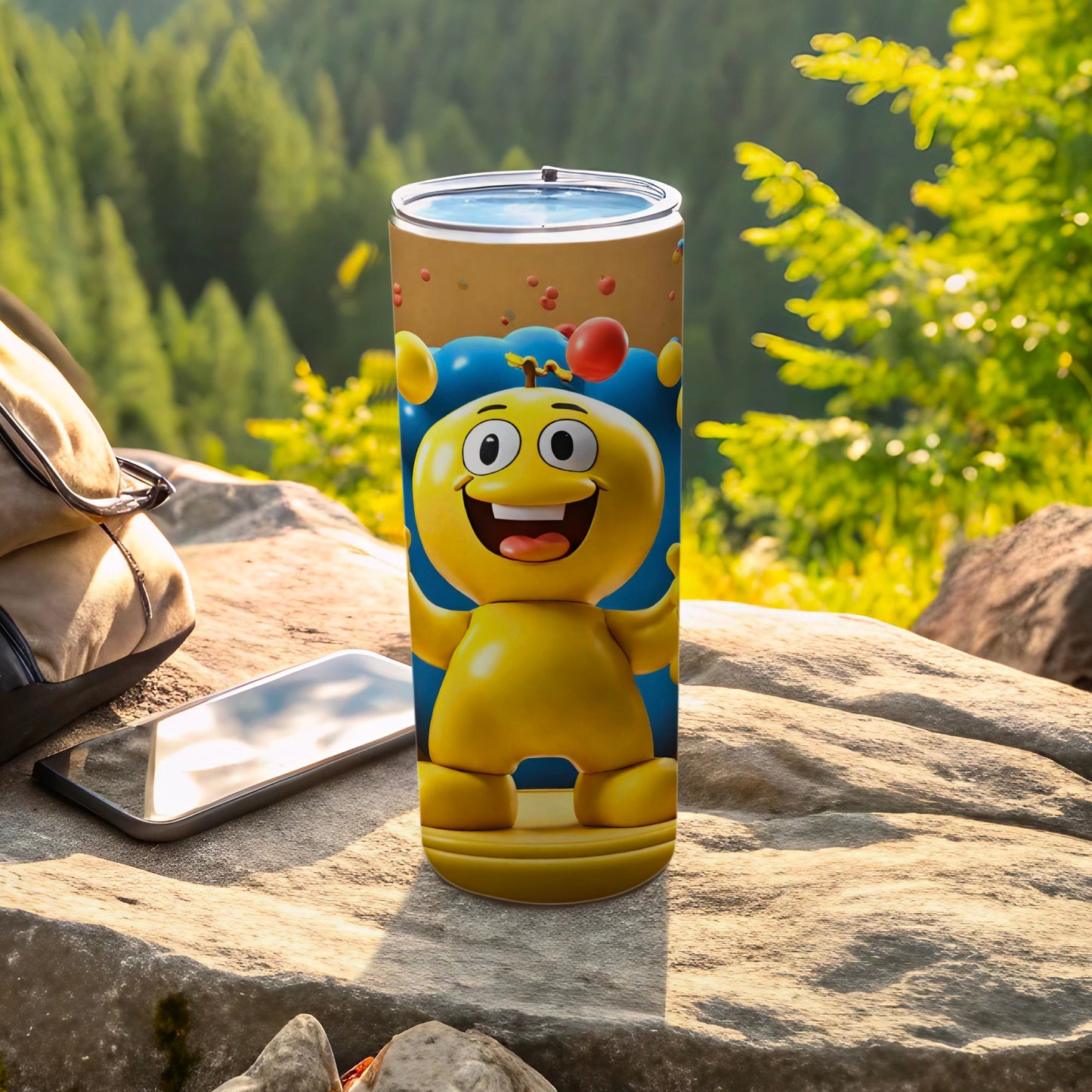 Cheerful Yellow Character Insulated Tumbler with Lid
