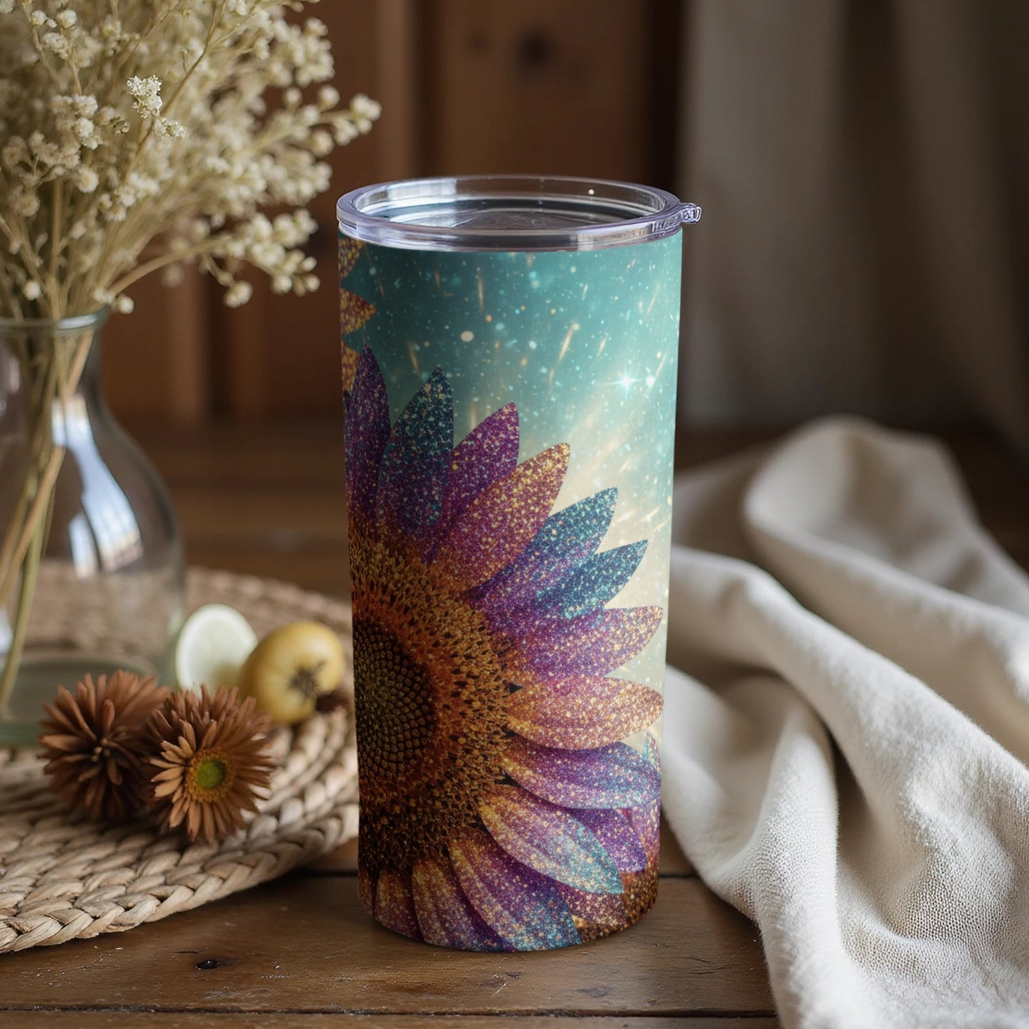 Vibrant Sunflower Sparkle Design Tumbler Cup