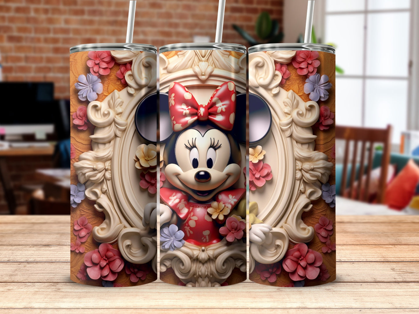Minnie Mouse Floral Design Tumbler Cup