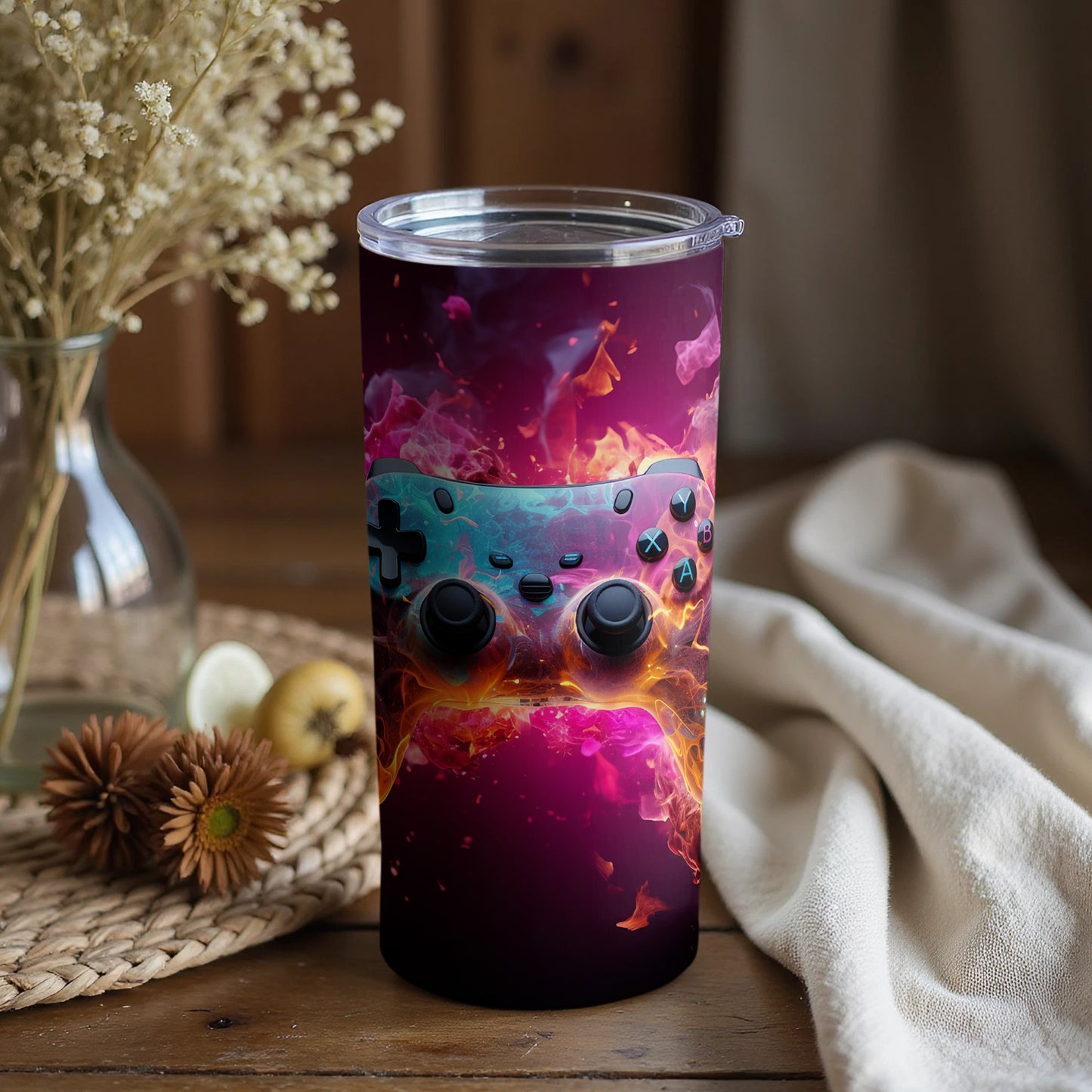 Colorful Gaming Controller Design Themed Tumbler