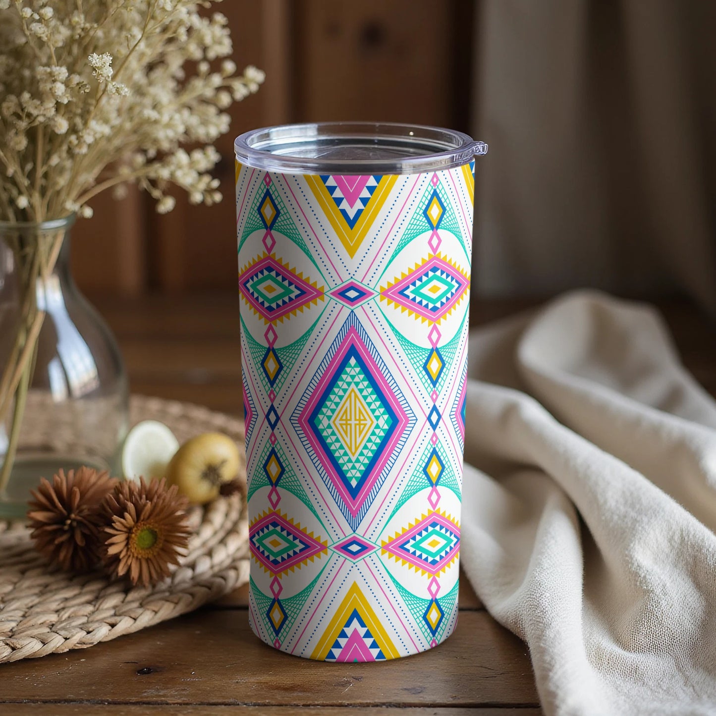 Colorful Geometric Pattern Insulated Tumbler 20 oz