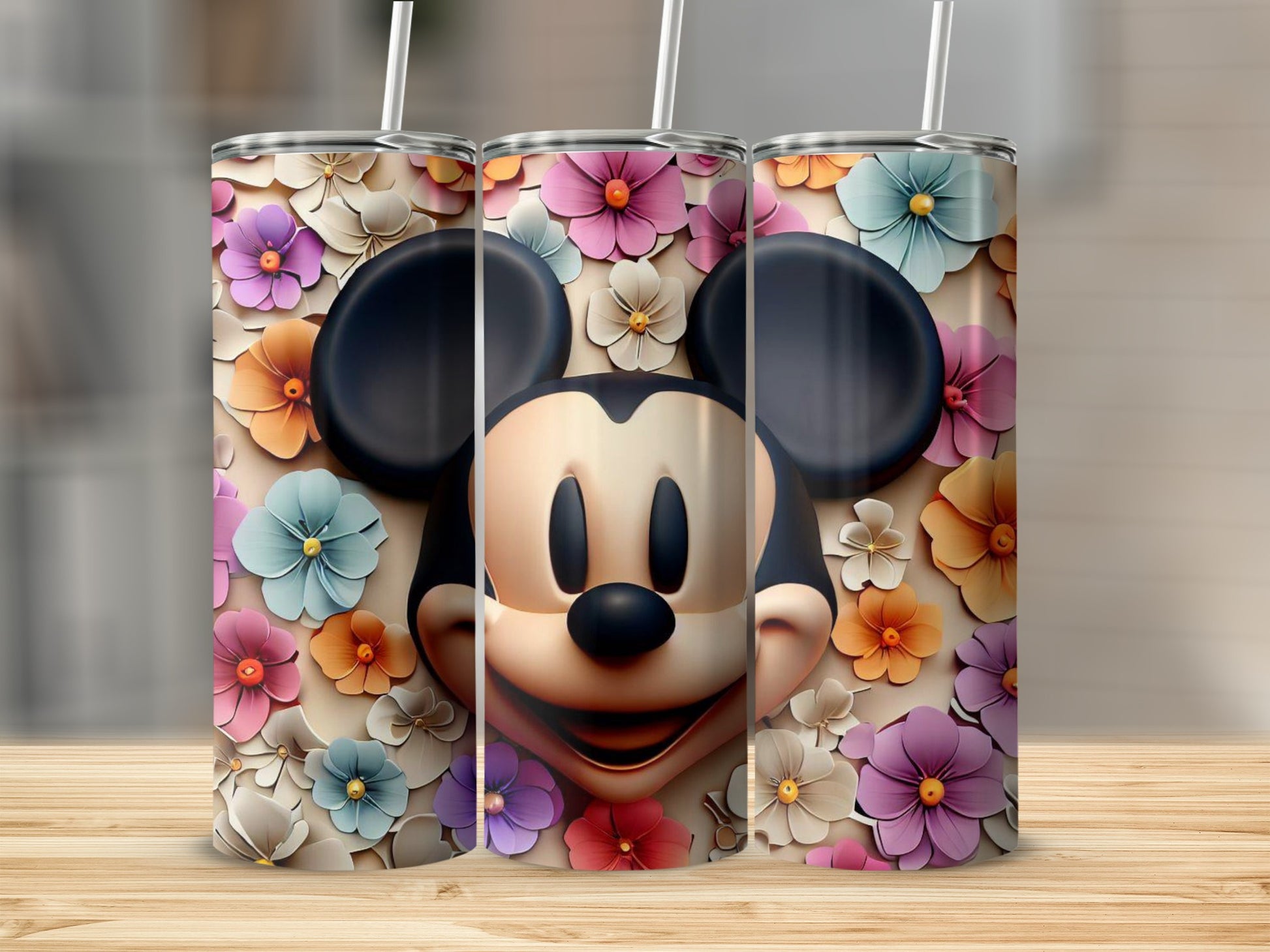 Floral Design with Mouse Character Insulated Tumbler
