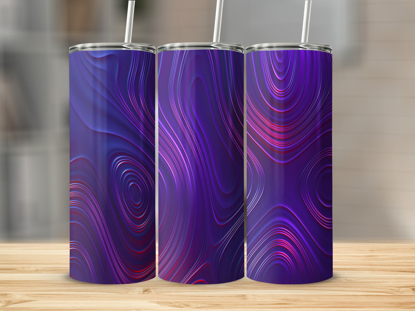 Purple Waves Pattern with Red Accents Stylish Tumblers