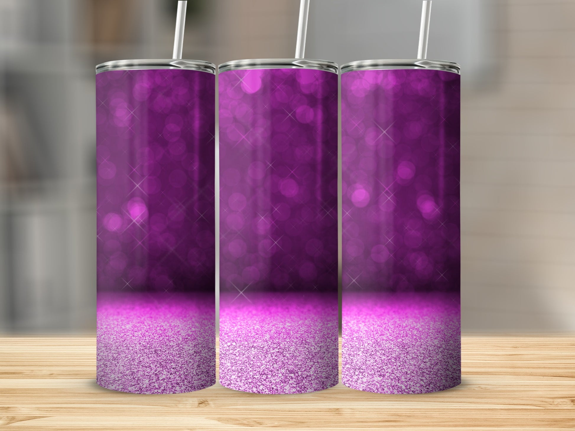 Sparkling Purple Glitter Ombre Tumbler Design