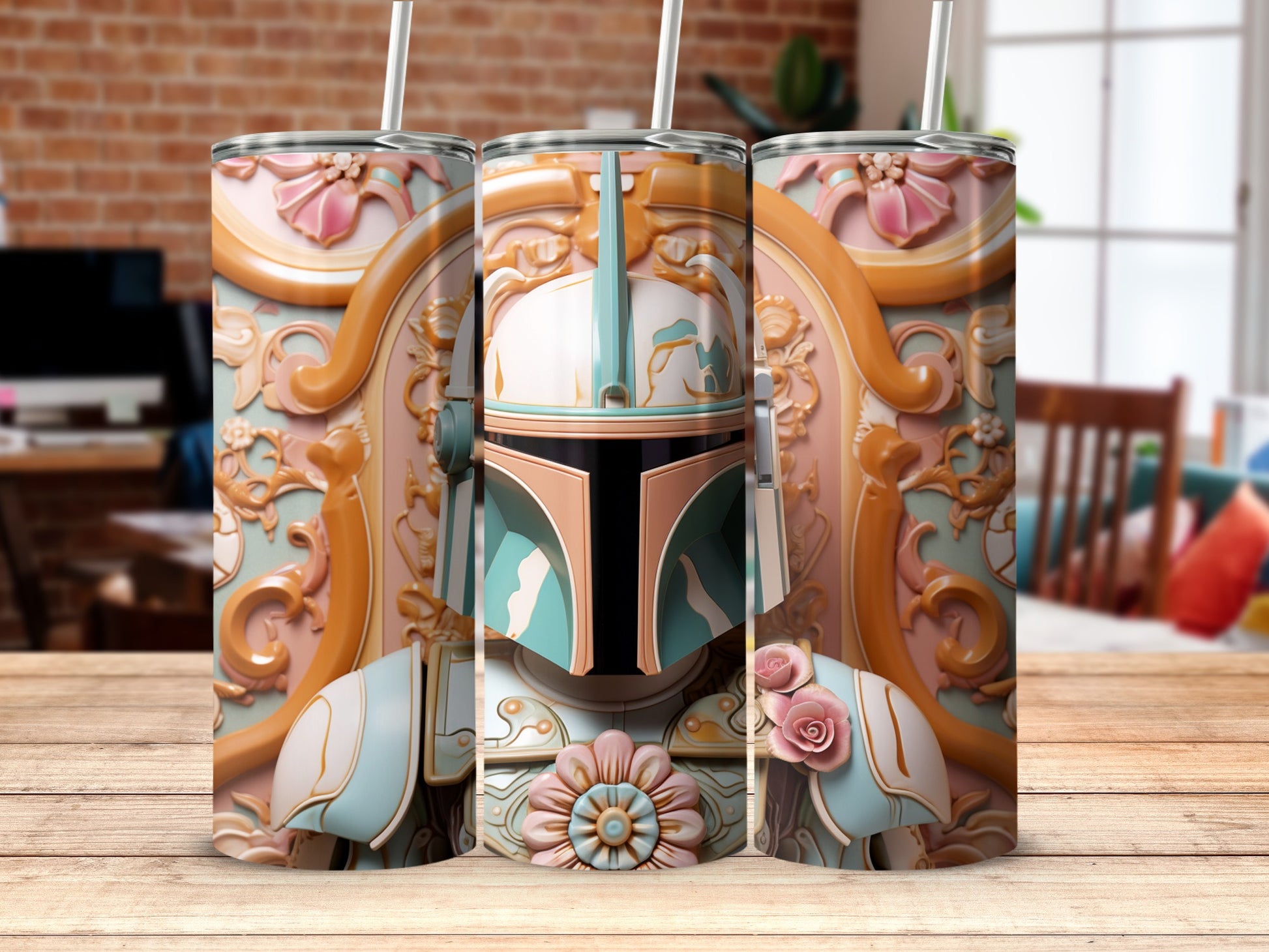 Mandalorian Inspired Floral Design Tumbler Product