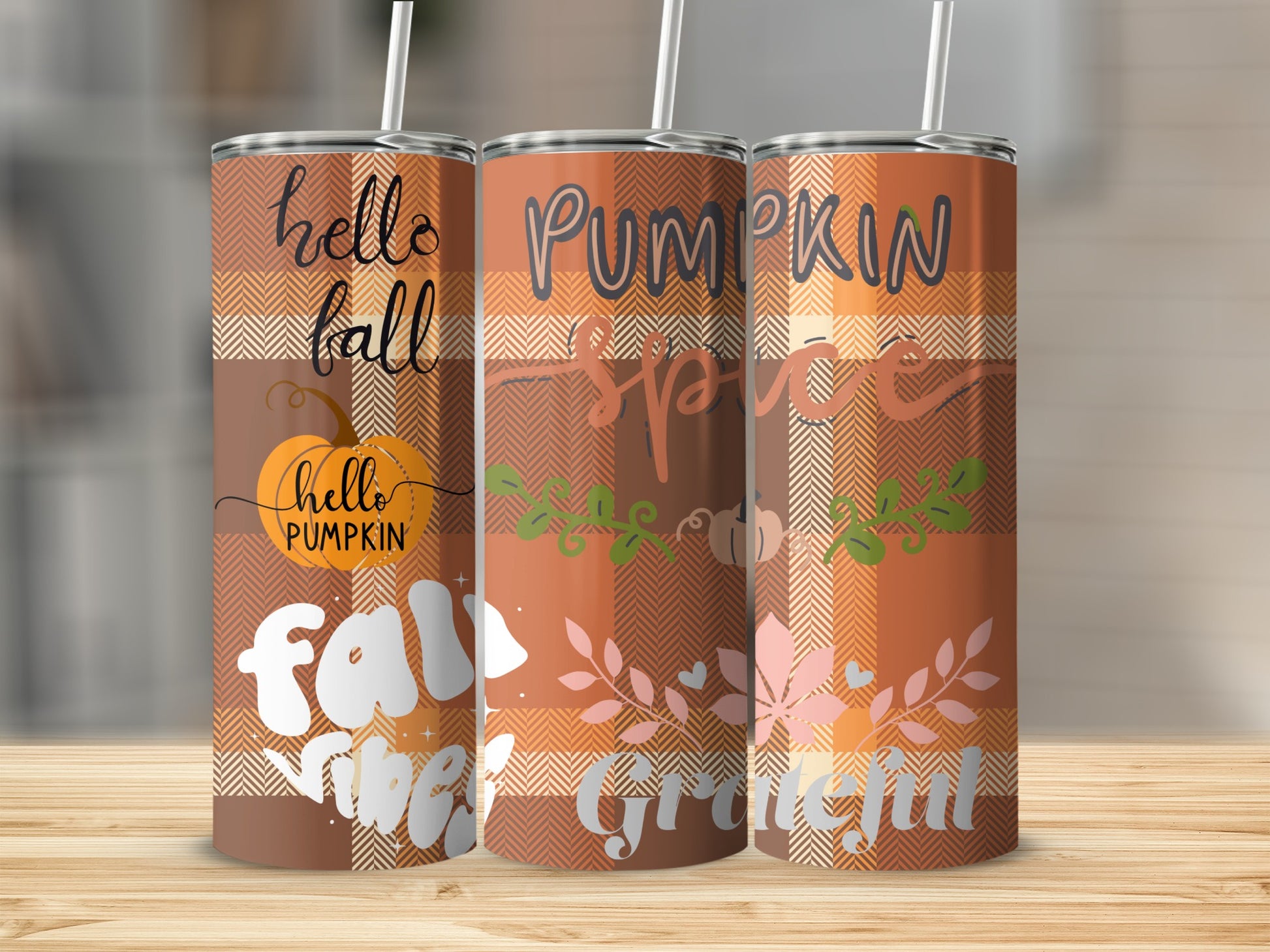 Fall Vibes Hello Pumpkin Spice Grateful Tumbler