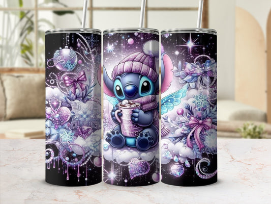 Cute Winter-Themed Tumbler with Character Design