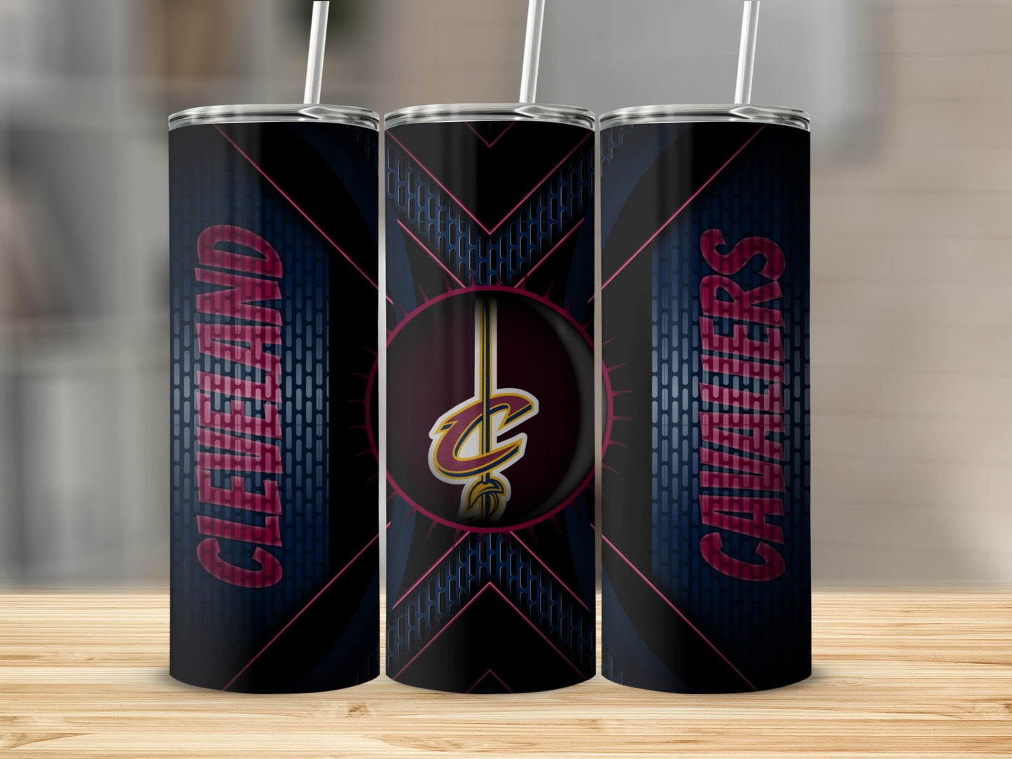 Cleveland Cavaliers Logo Abstract Design Pattern Tumblers