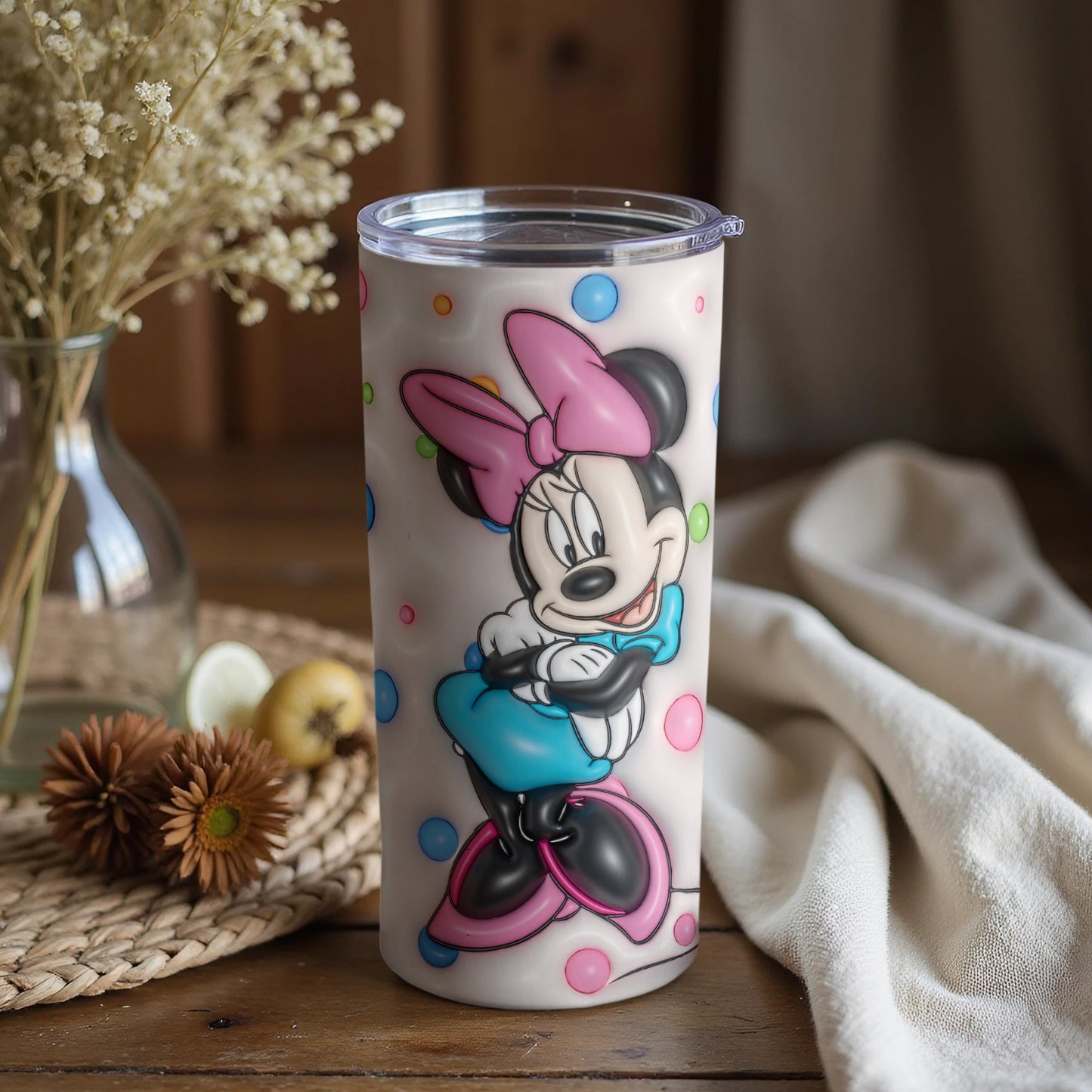 Cute Minnie Mouse Floral Polka Dots Tumbler
