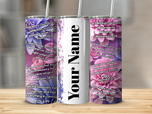 Inspirational Bible Verses Floral Tumbler Cup