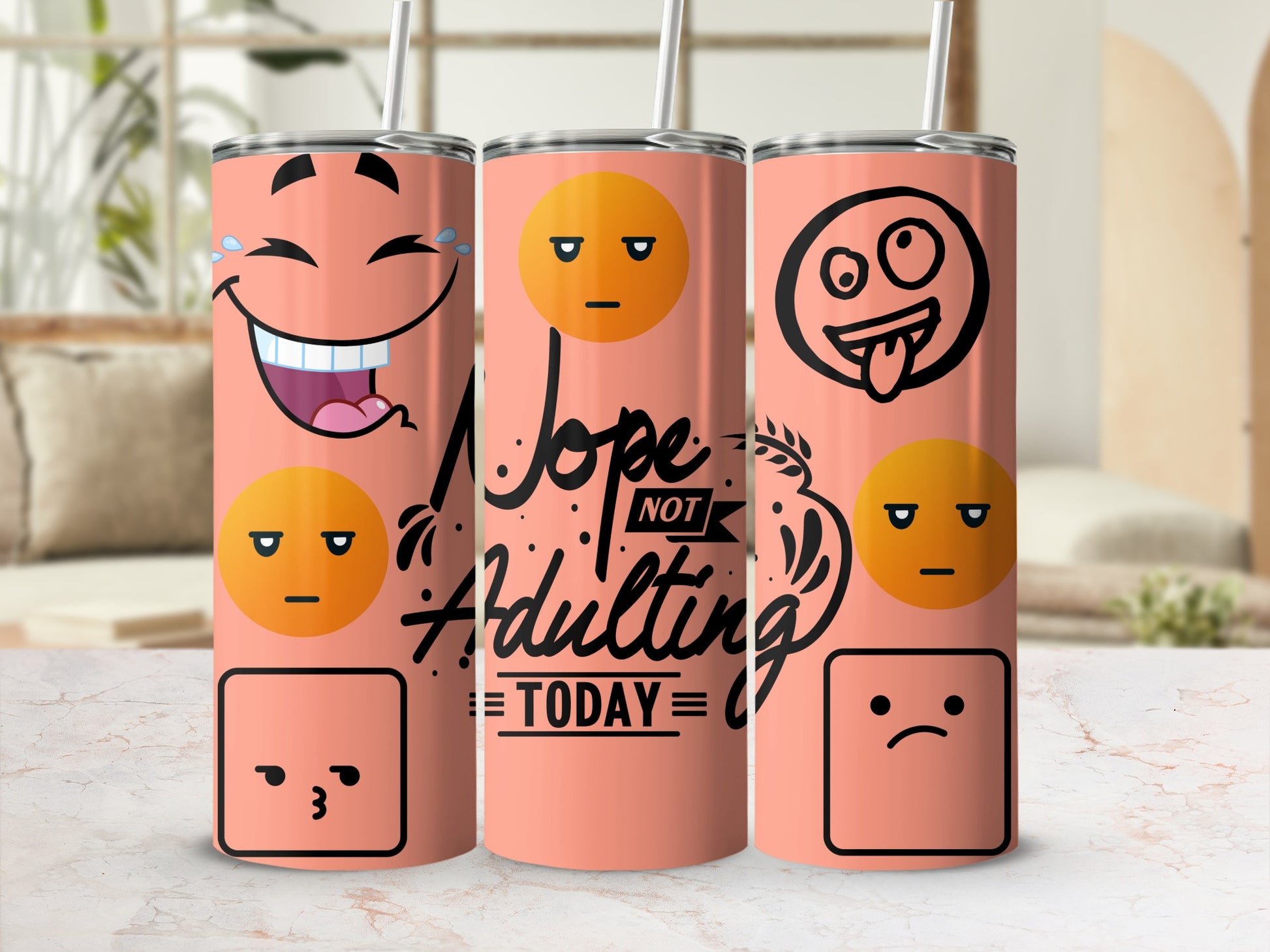 Nope Not Adulting Today Fun Emoji Design Tumbler