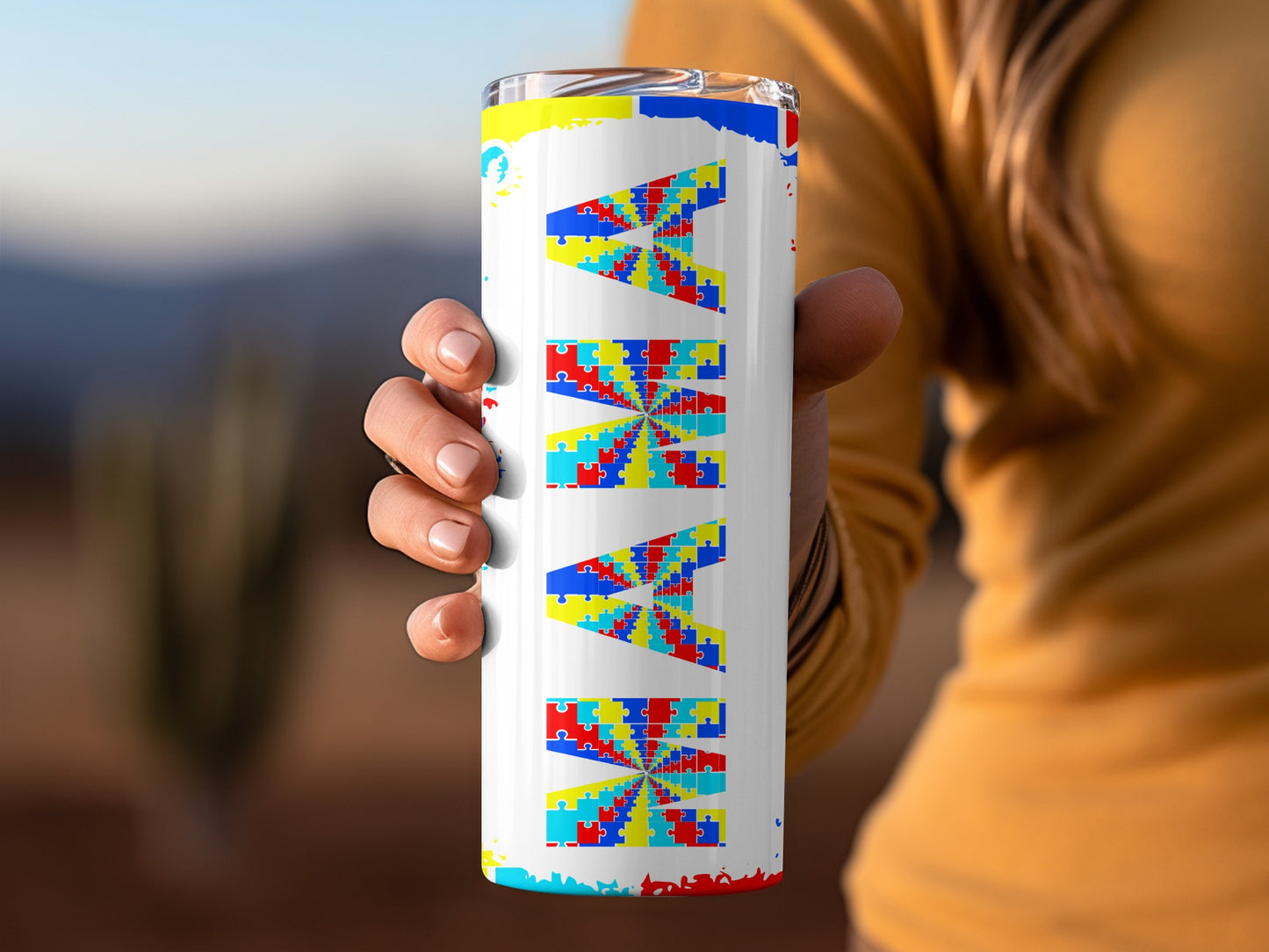 Puzzle Pattern Design Travel Cup Drinkware Accessory