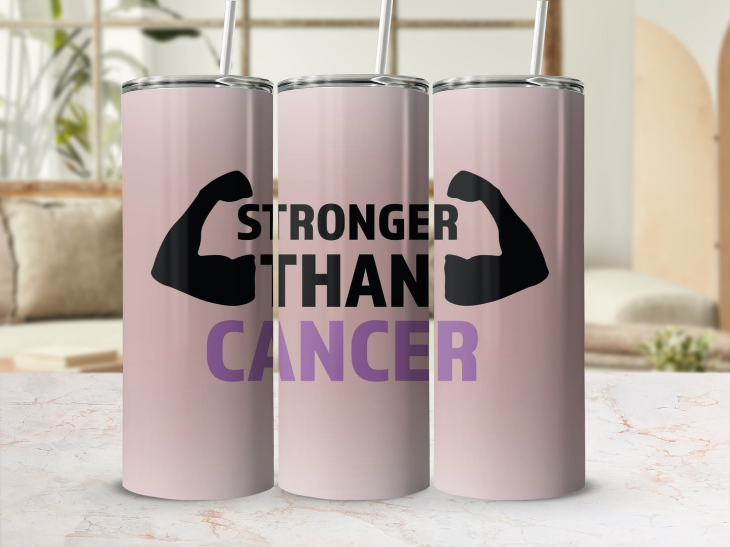 Stronger Than Cancer Motivational Tumbler Cup