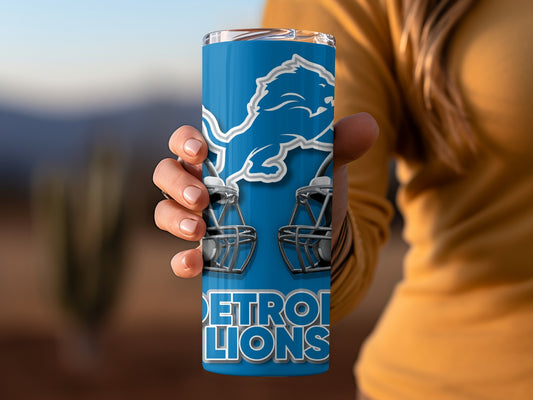 Detroit Lions NFL Helmets and Lion Logo Design Tumblers