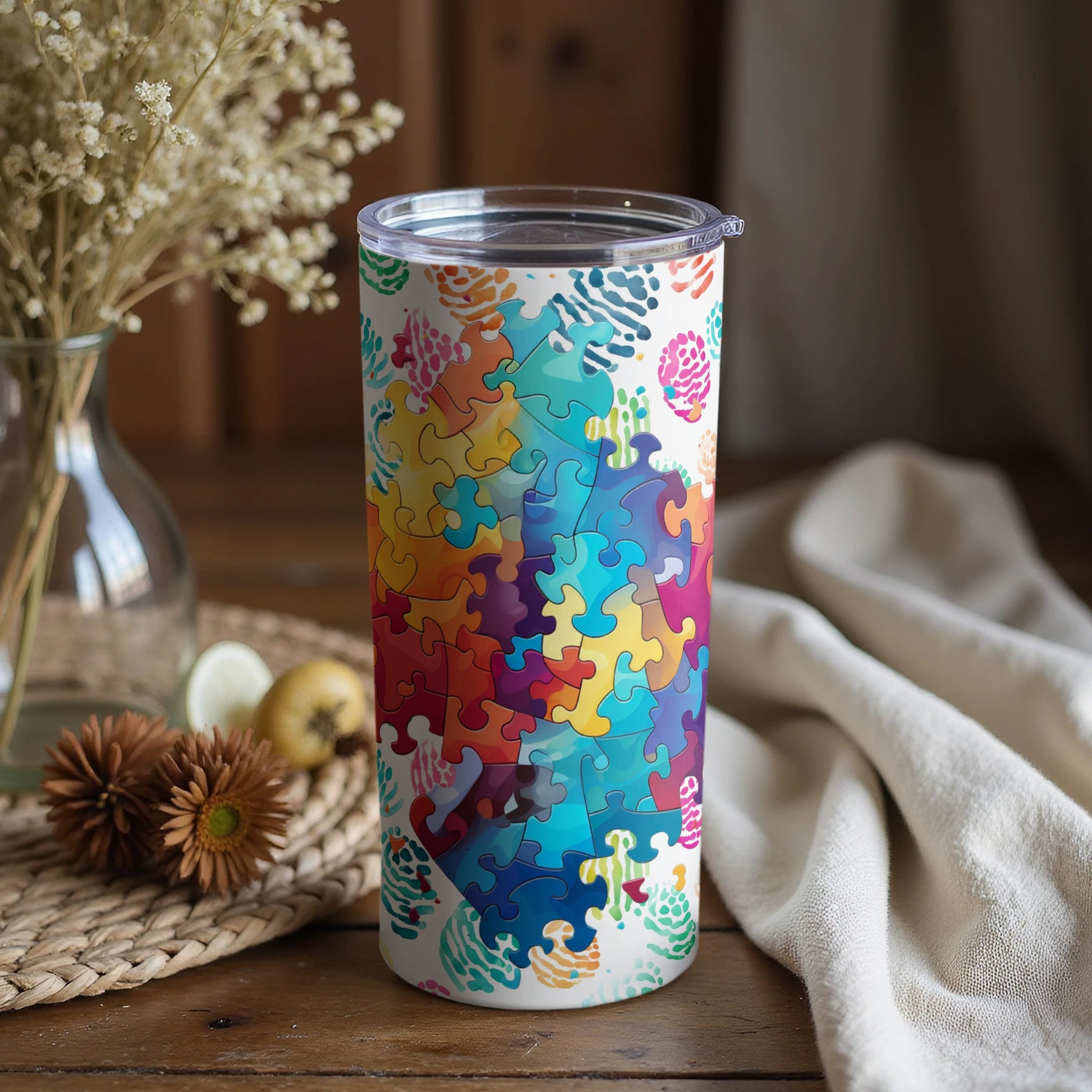 Colorful Jigsaw Puzzle Design Insulated Tumbler