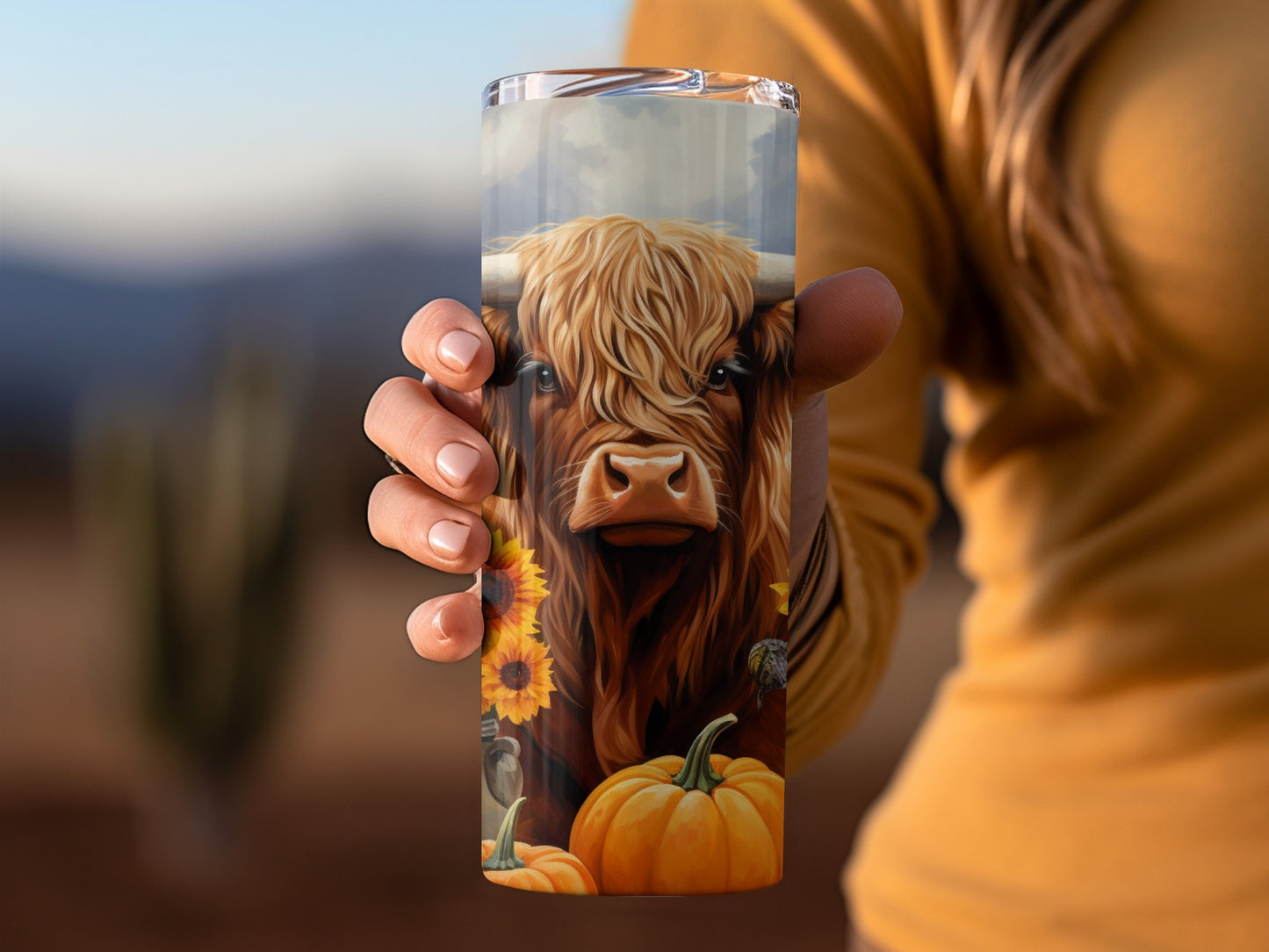 Highland Cow and Sunflowers Fall Themed Tumbler