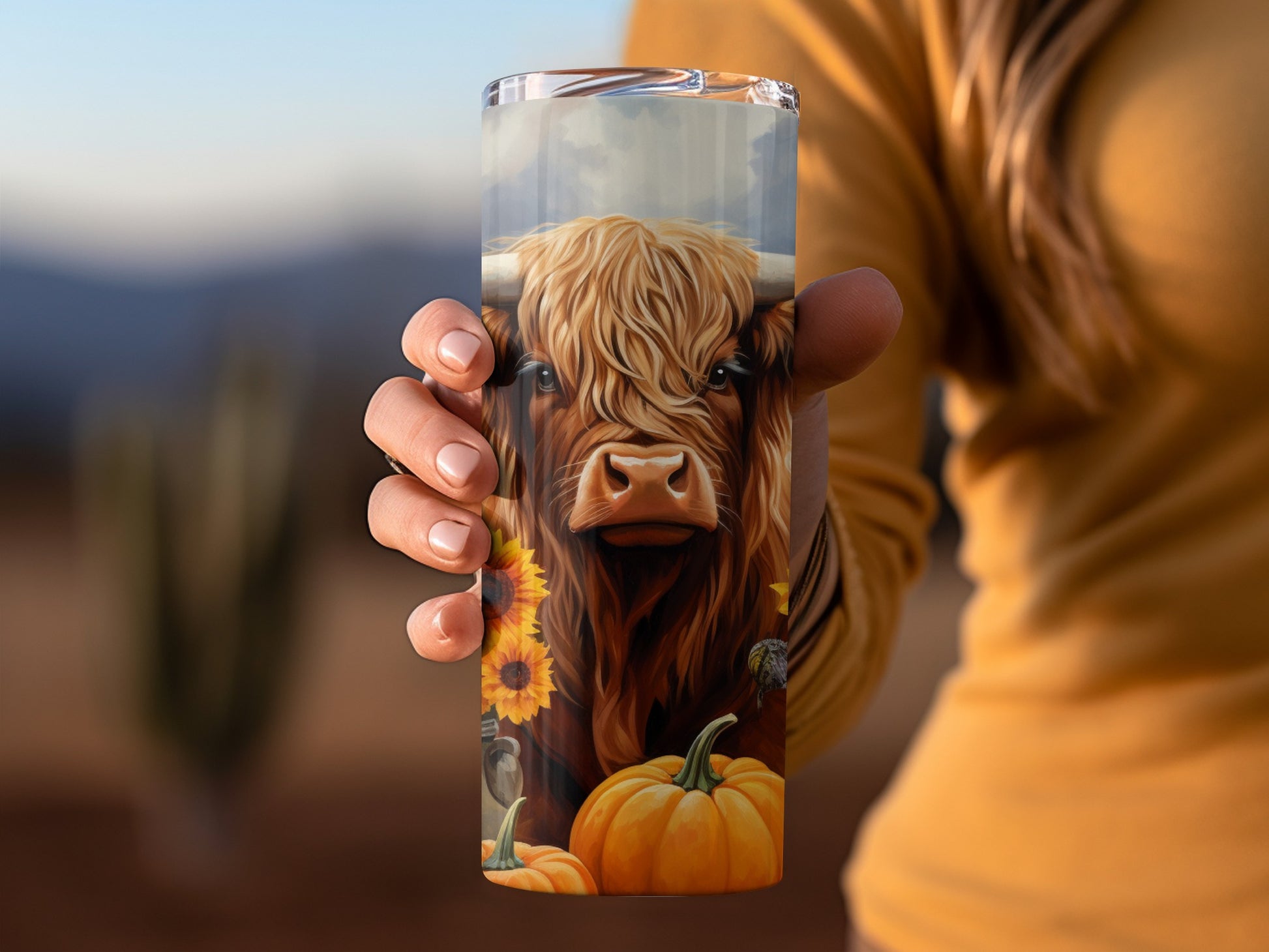 Highland Cow and Sunflowers Fall Themed Tumbler