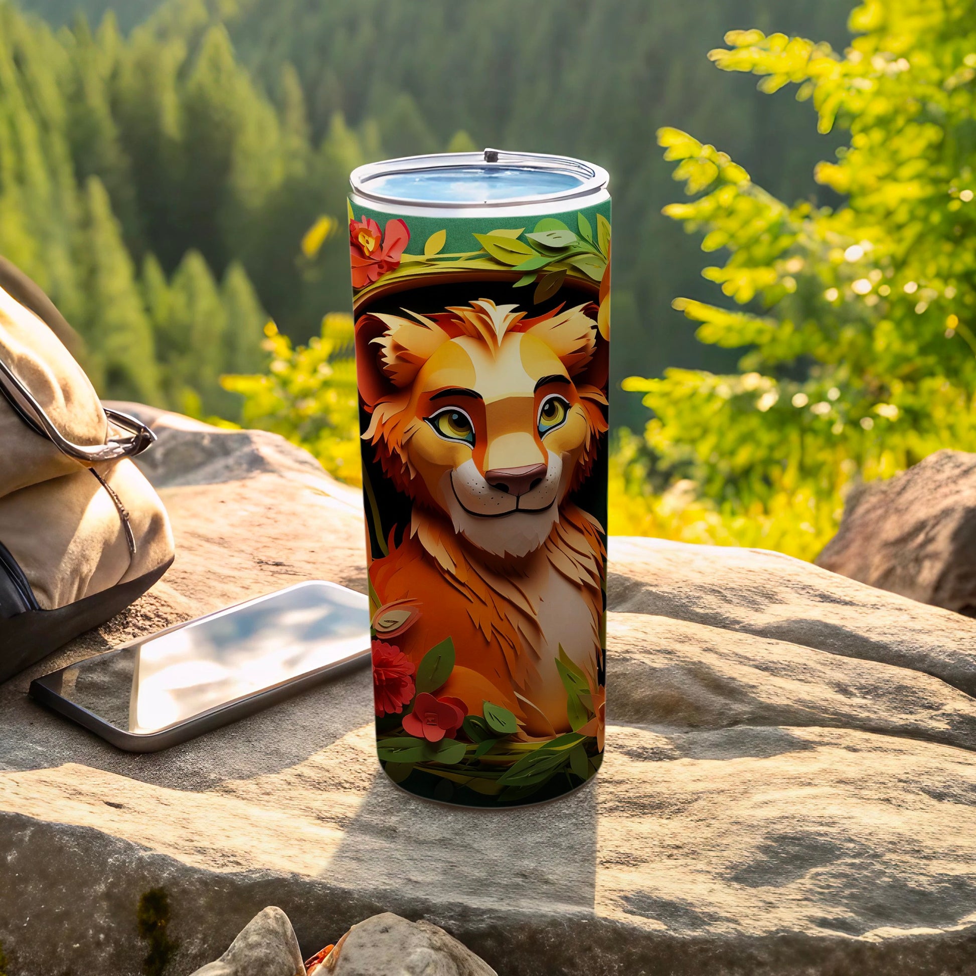 Colorful Lion Artwork Insulated Travel Tumbler