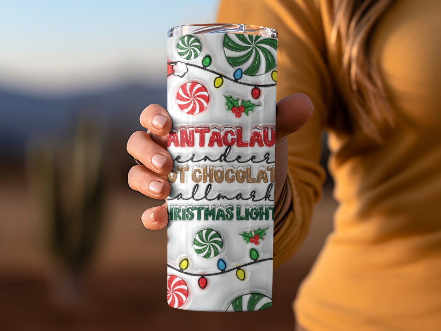 Santaclaus Hot Chocolate Hallmark Christmas Lights Tumbler