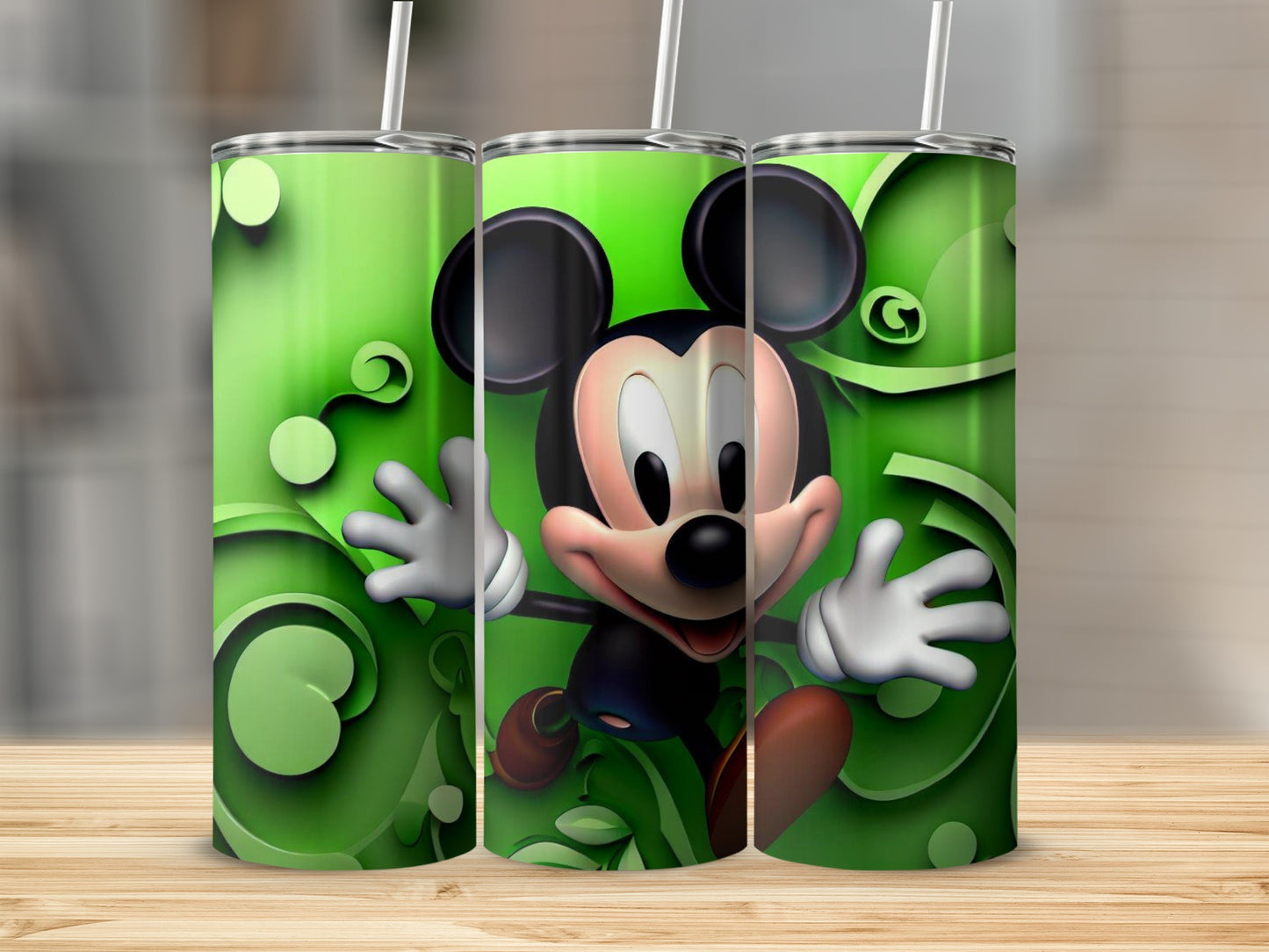 Green Tumbler with Animated Character Design