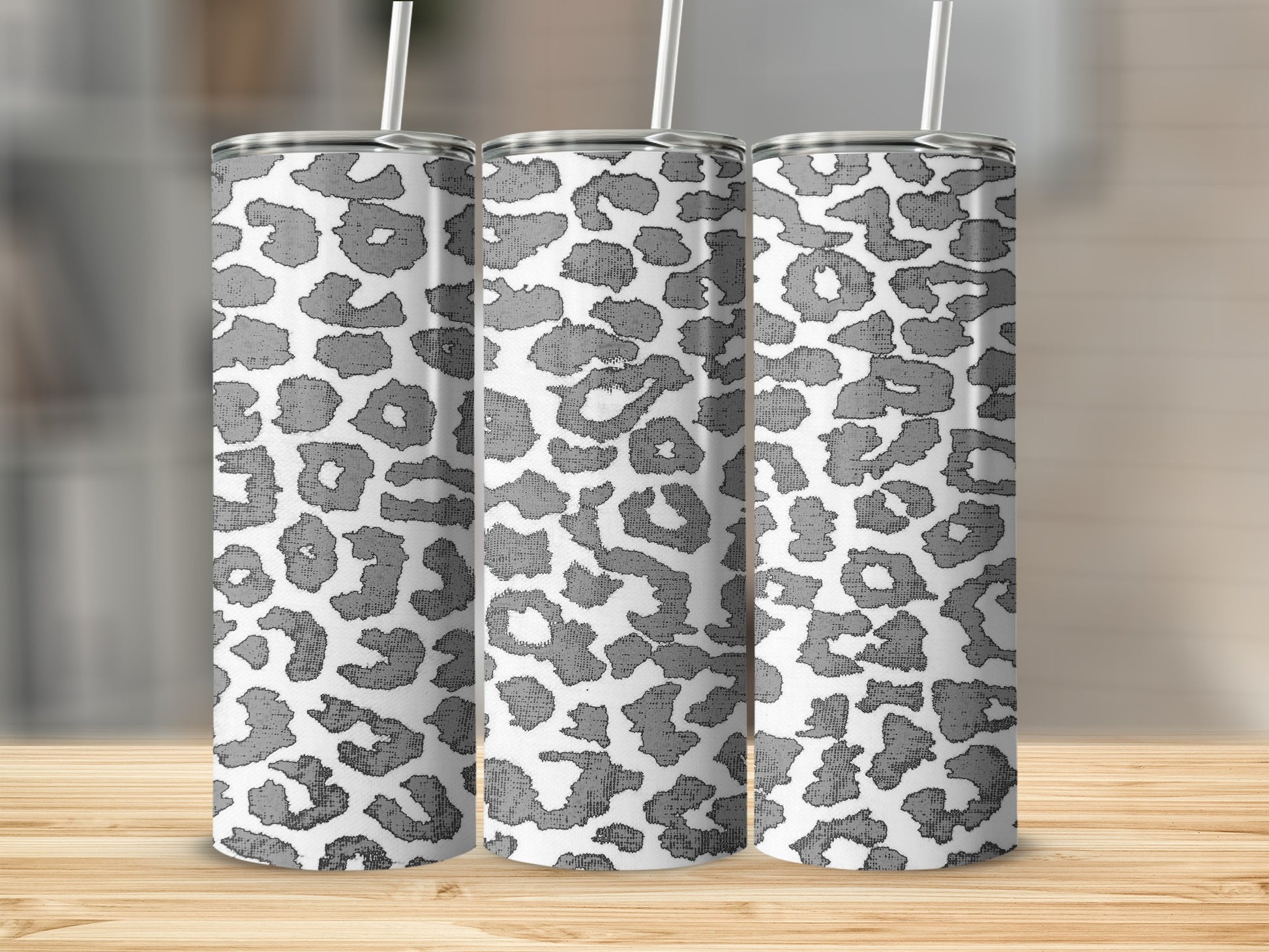 Black and White Leopard Print Stainless Steel Tumbler