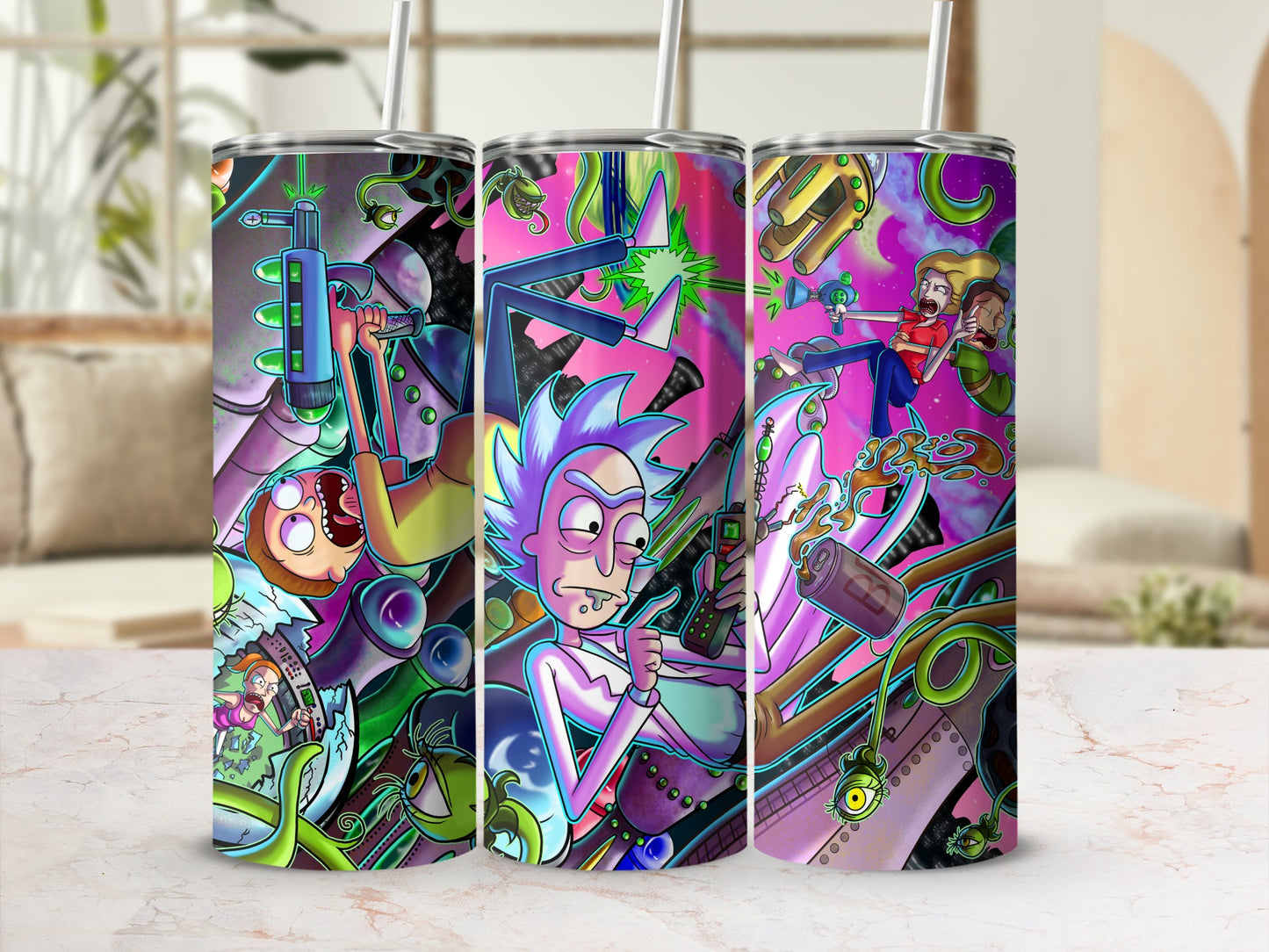 Vibrant Sci-Fi Cartoon Characters Tumbler Cup Product