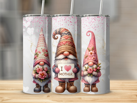 Cute Gnomes I Love Mother Design Tumbler Cup