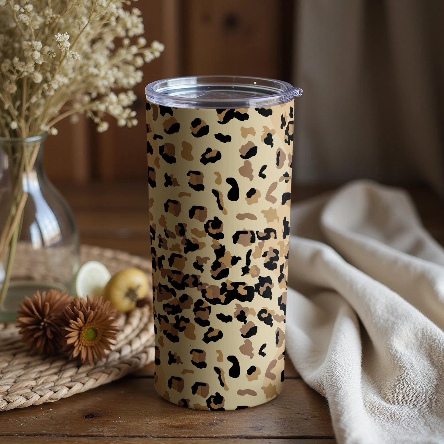Stylish Leopard Print Insulated Tumbler for Beverages