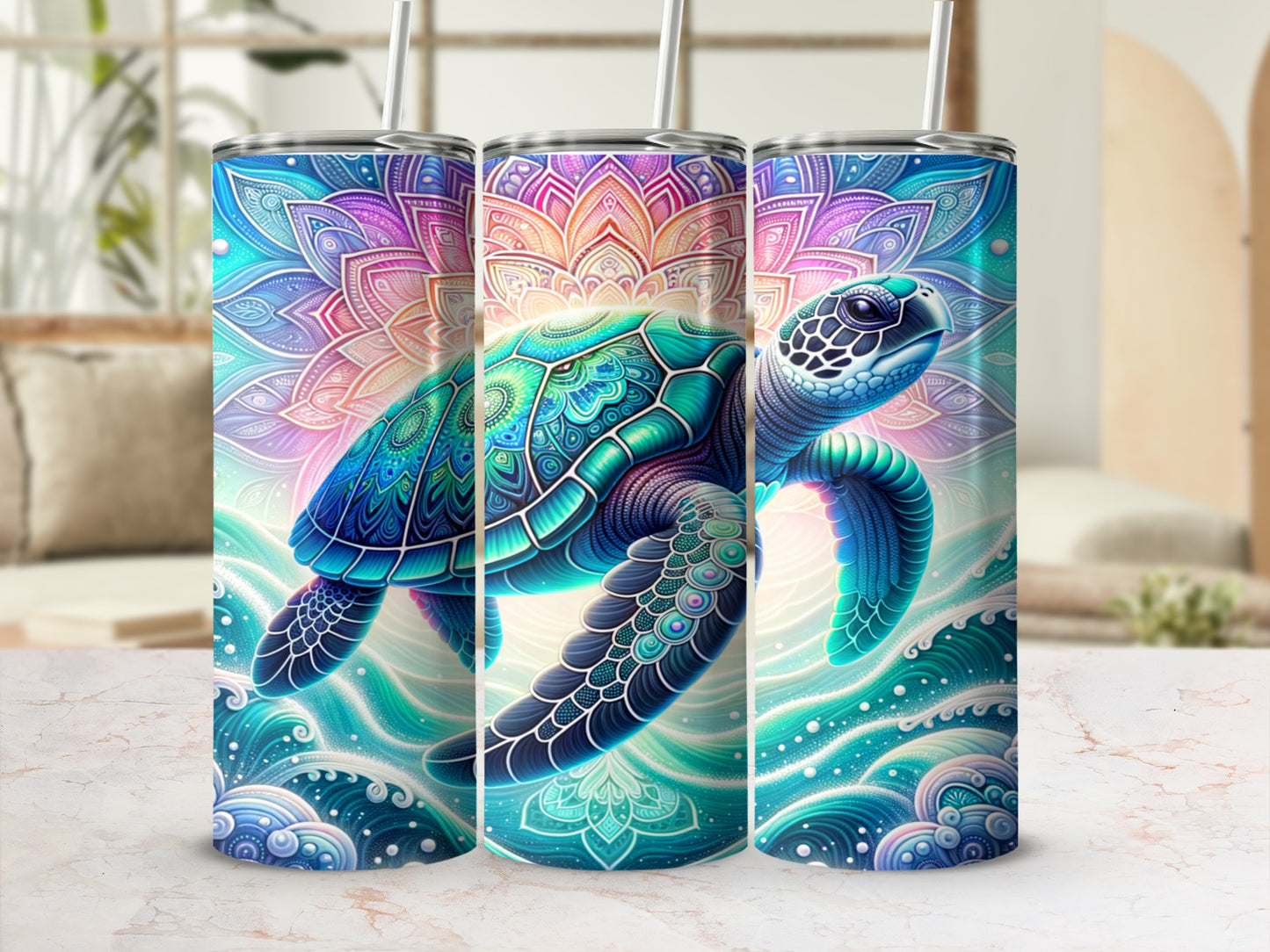 Vibrant Sea Turtle Mandala Ocean Wave Tumbler product type